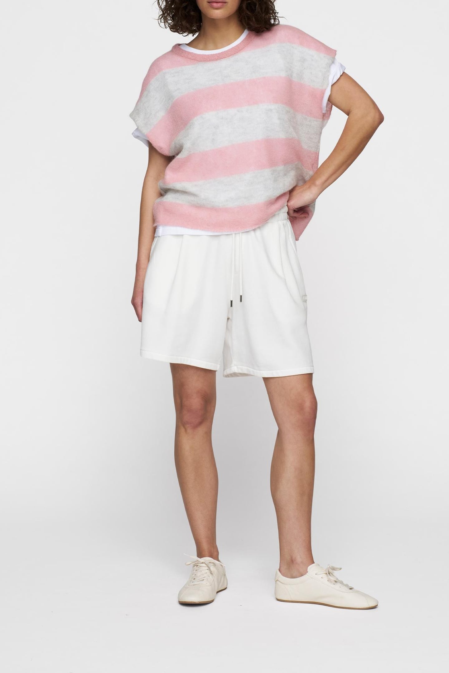 THIN KNIT TEE DARK RASPBERRY/WHITE GREY MELEE 1