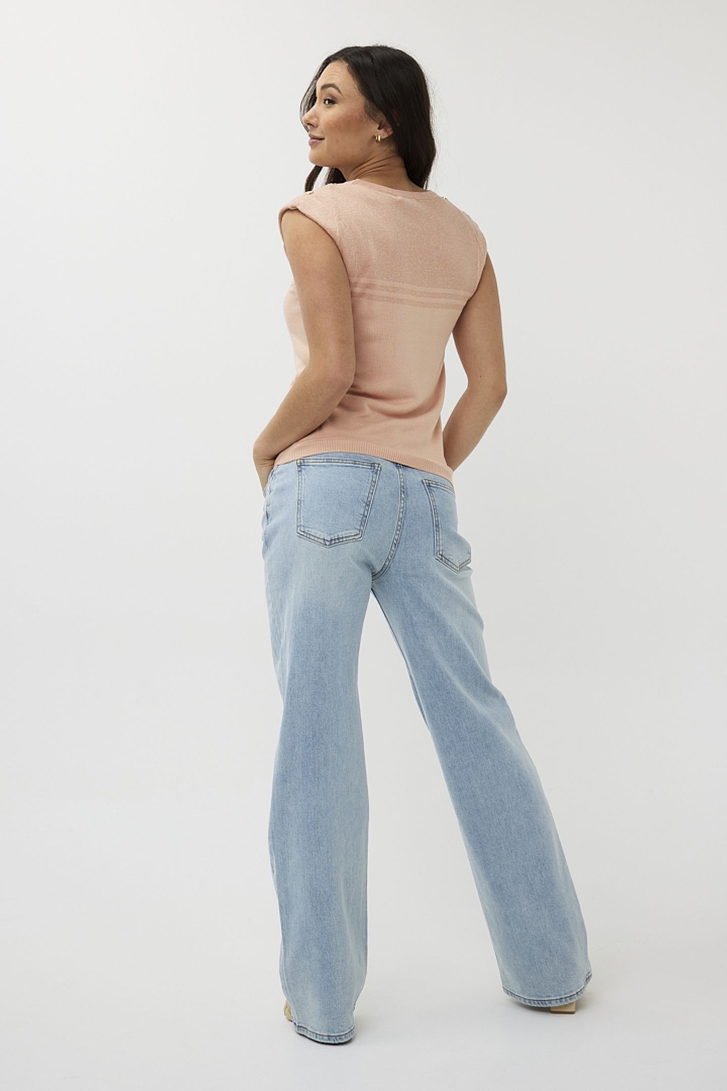 SWEATER SLV/LSS STRIPES LUREX LIGHT APRICOT 3