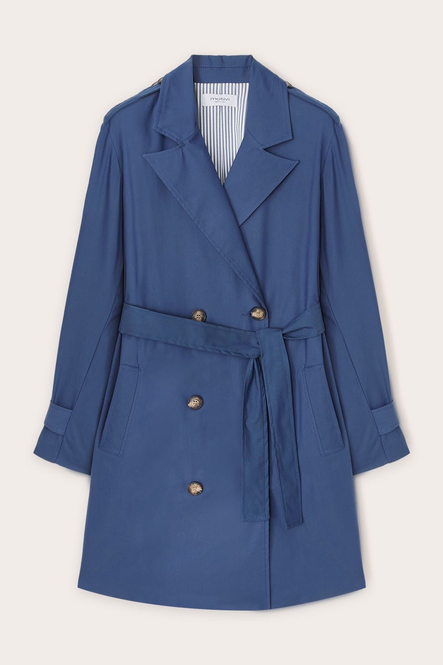 SHORT DOUBLE-BREASTED TRENCH COAT BLUE 7