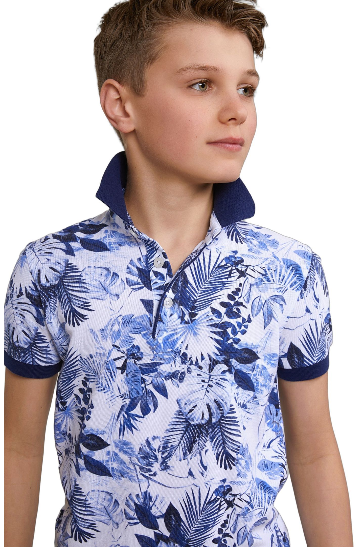 CUSTOM FIT COTTON FLORAL POLO OFF WHITE 3