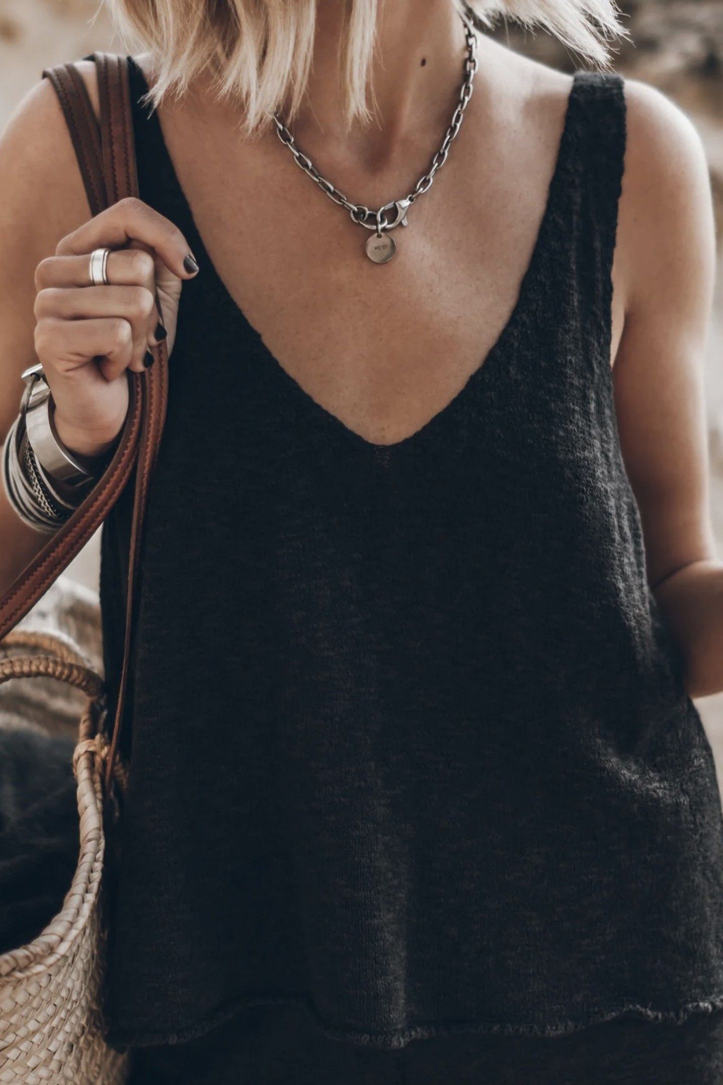 THE BLACK THIN KNIT TANK TOP BLACK 1