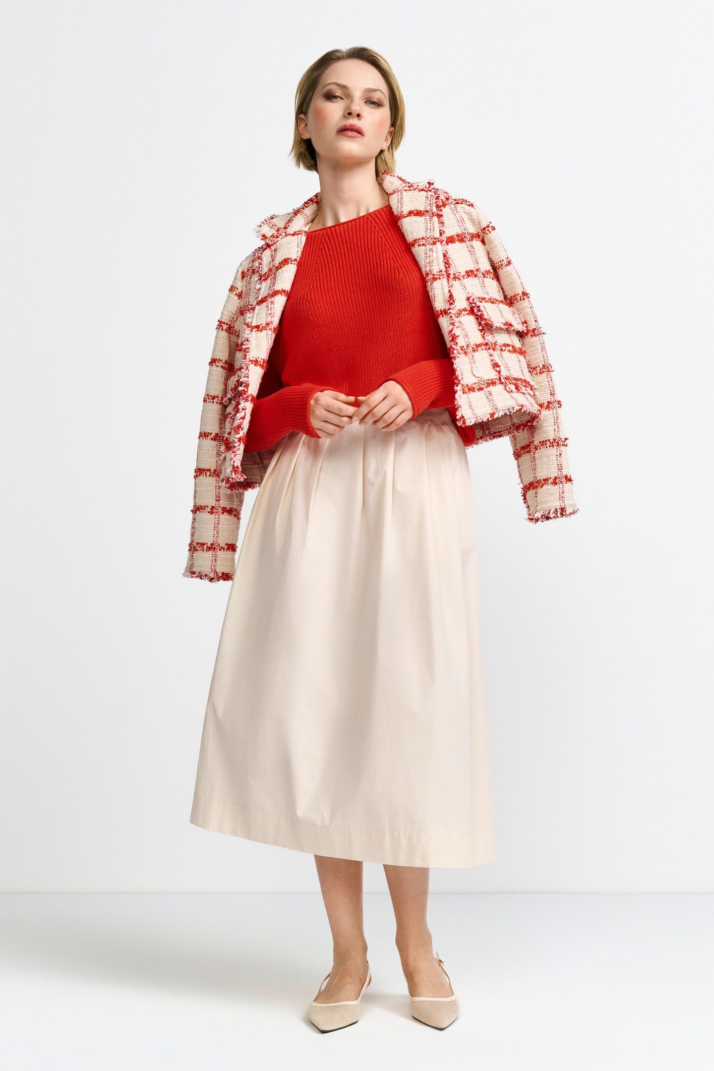 COTTON MIDI SKIRT ORGANIC CAFFEE LATTE 1