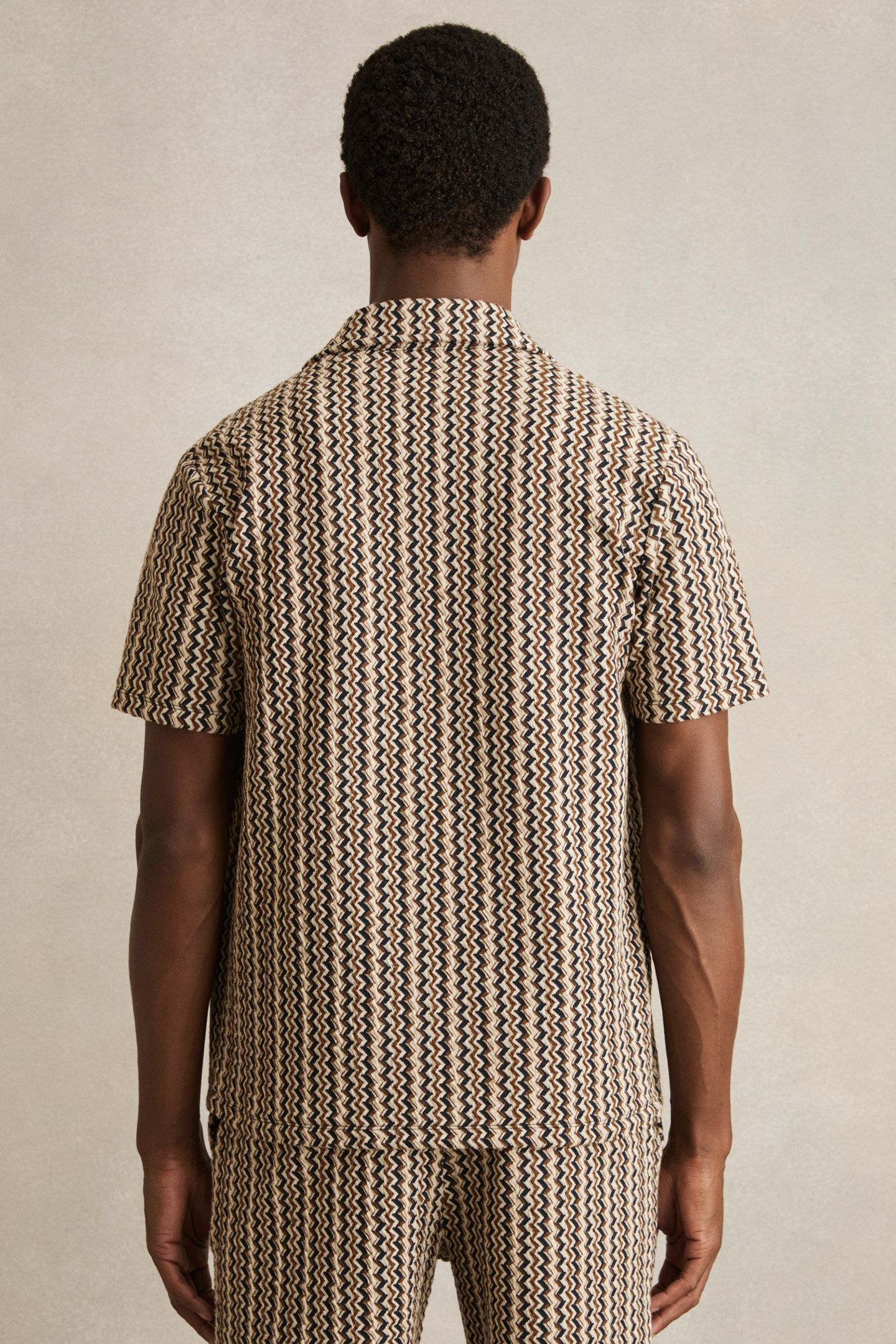 SS ABSTRACT STRIPE CUBAN SHIRT TOBACCO BROWN 2