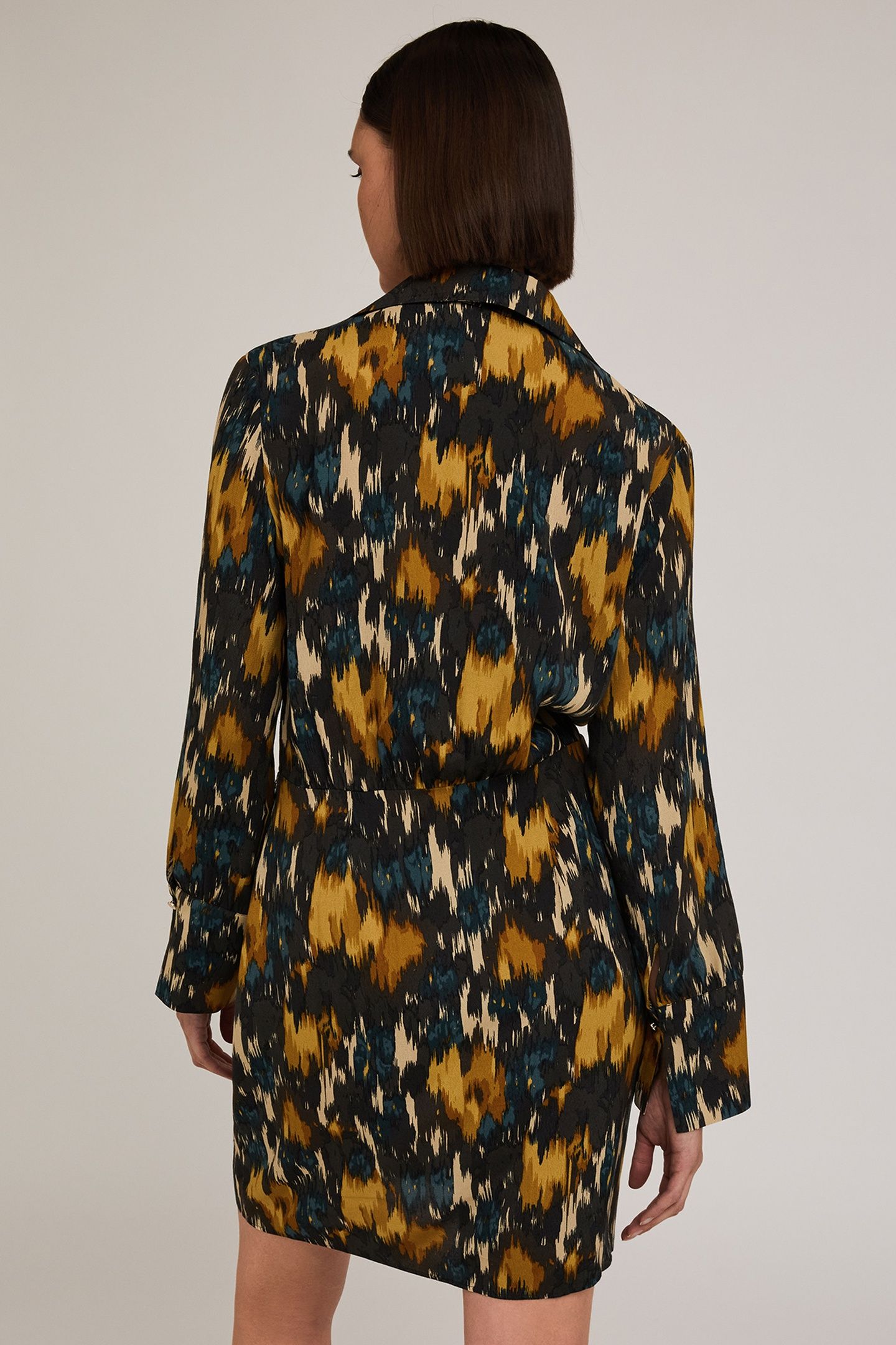CREPE FABRIC PRINTED CHEMISIER DRESS YELLOW 2