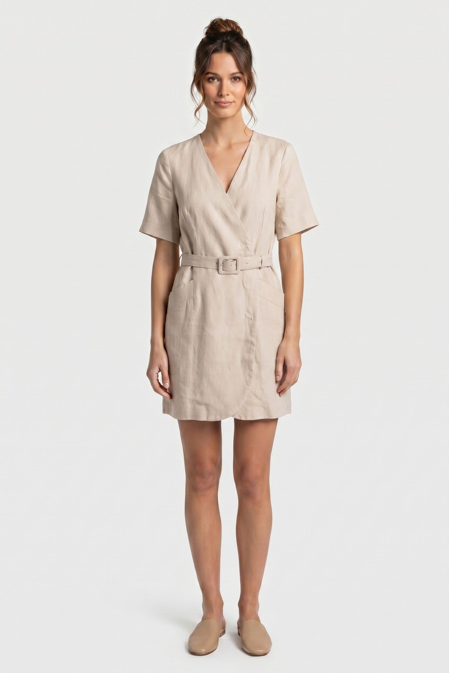 POLINA LINEN DRESS BEIGE 1