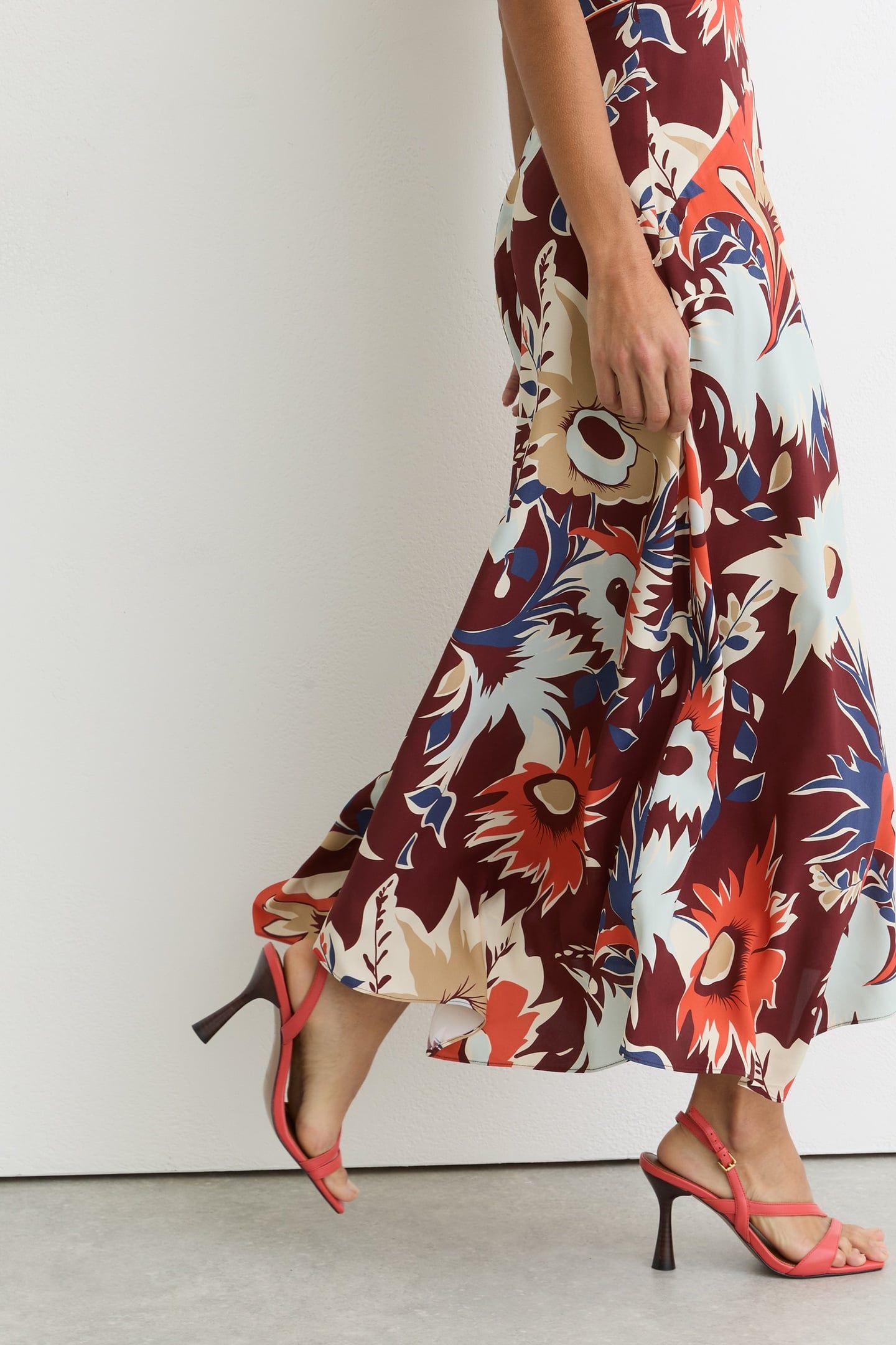 PRINTED MIDI DRESS BURGUNDY 7