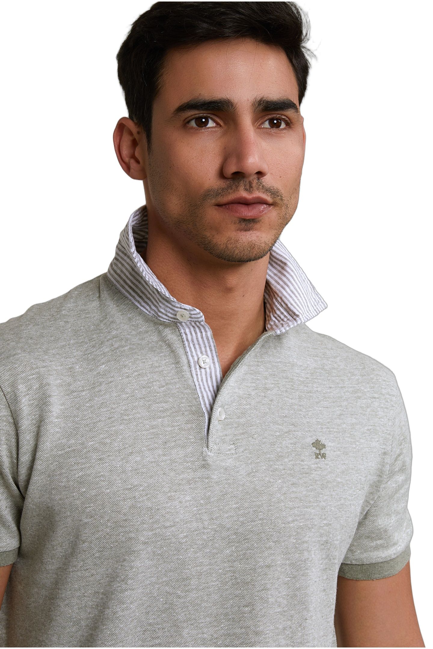 CUSTOM FIT COTTON-LINEN POLO SAFARI MIX 3