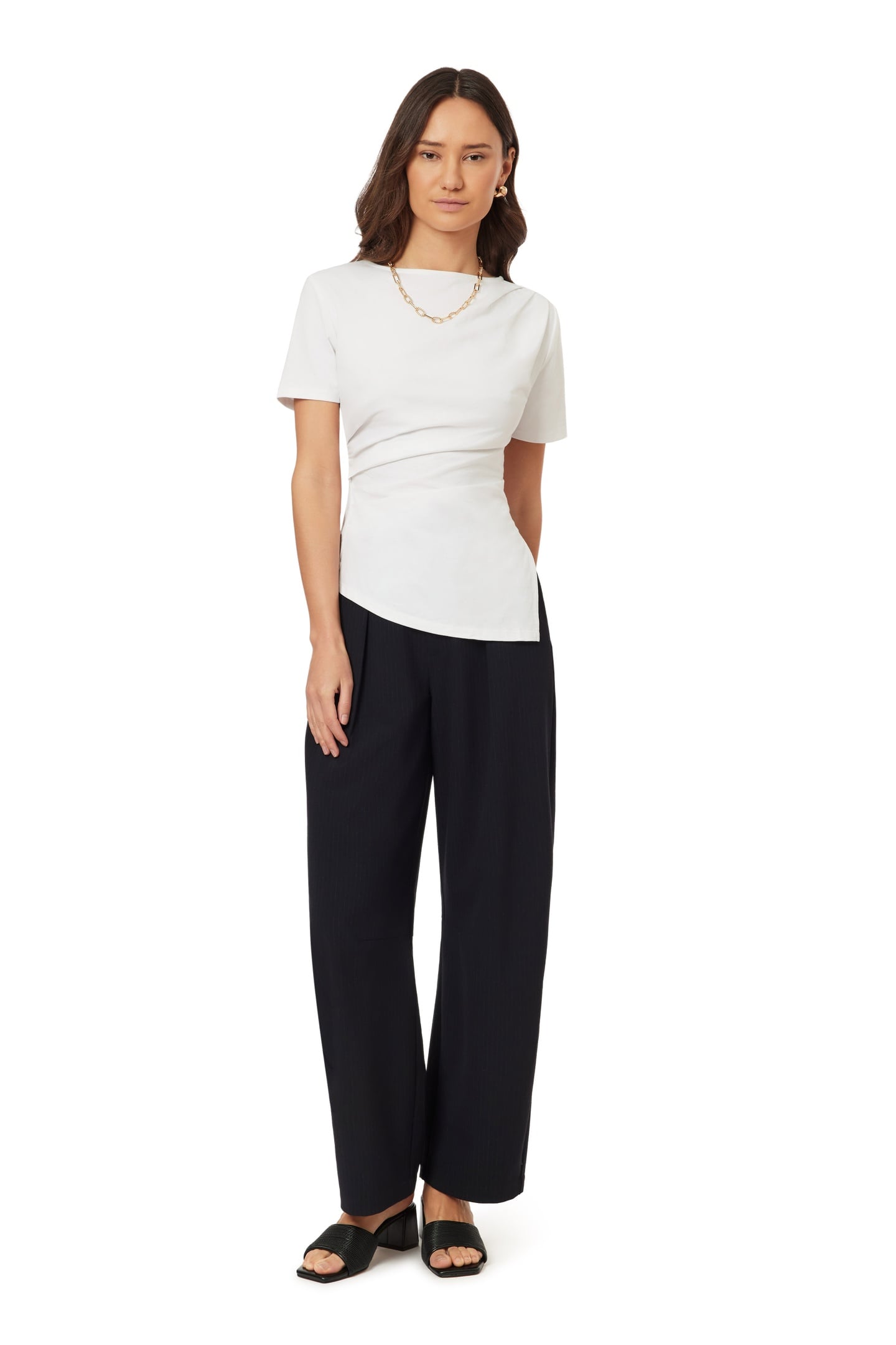 GATHERED ASYMMETRIC TEE BRILLIANT WHITE 2