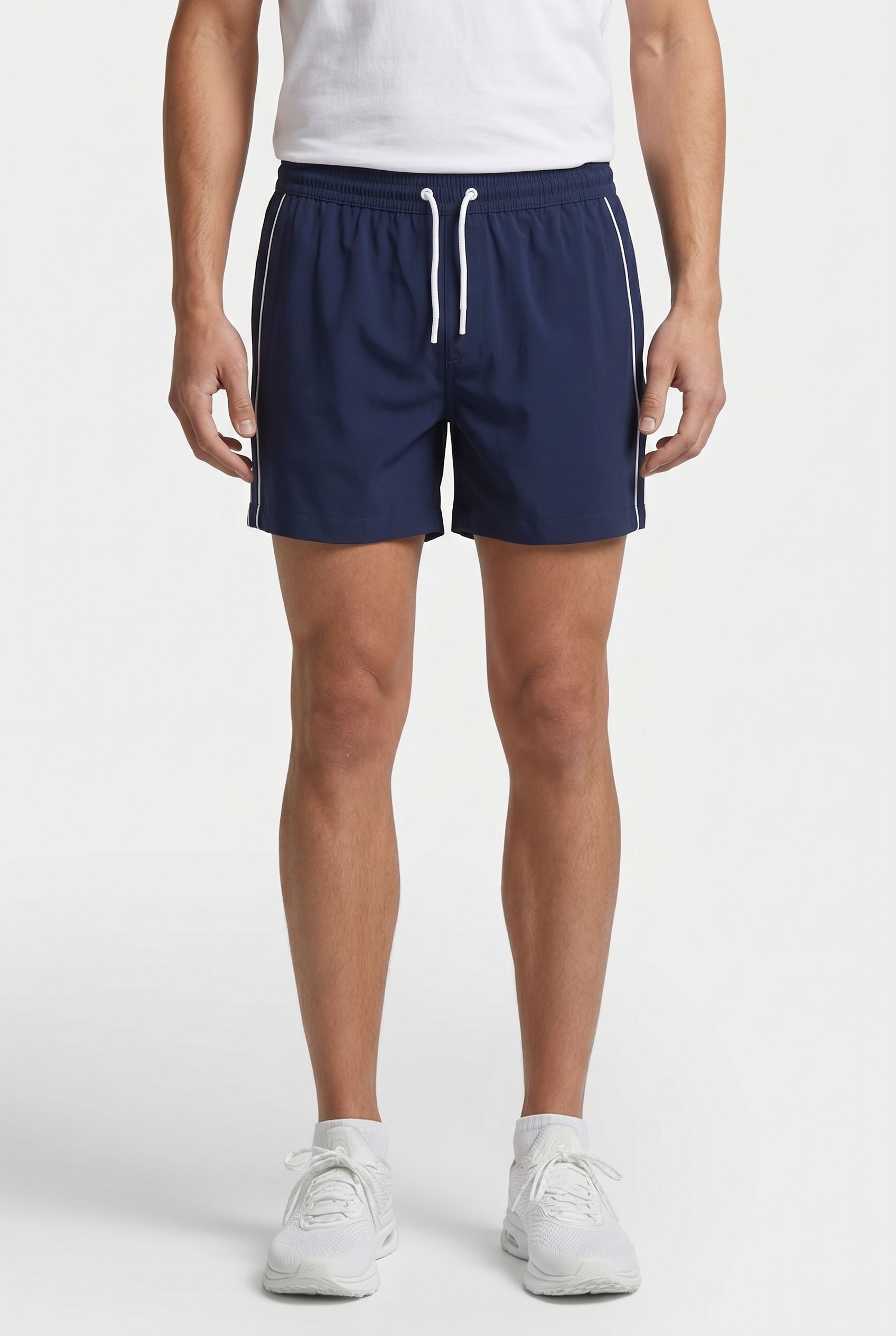 SWIM SHORT WITH PIPING NAVY/WHITE 1