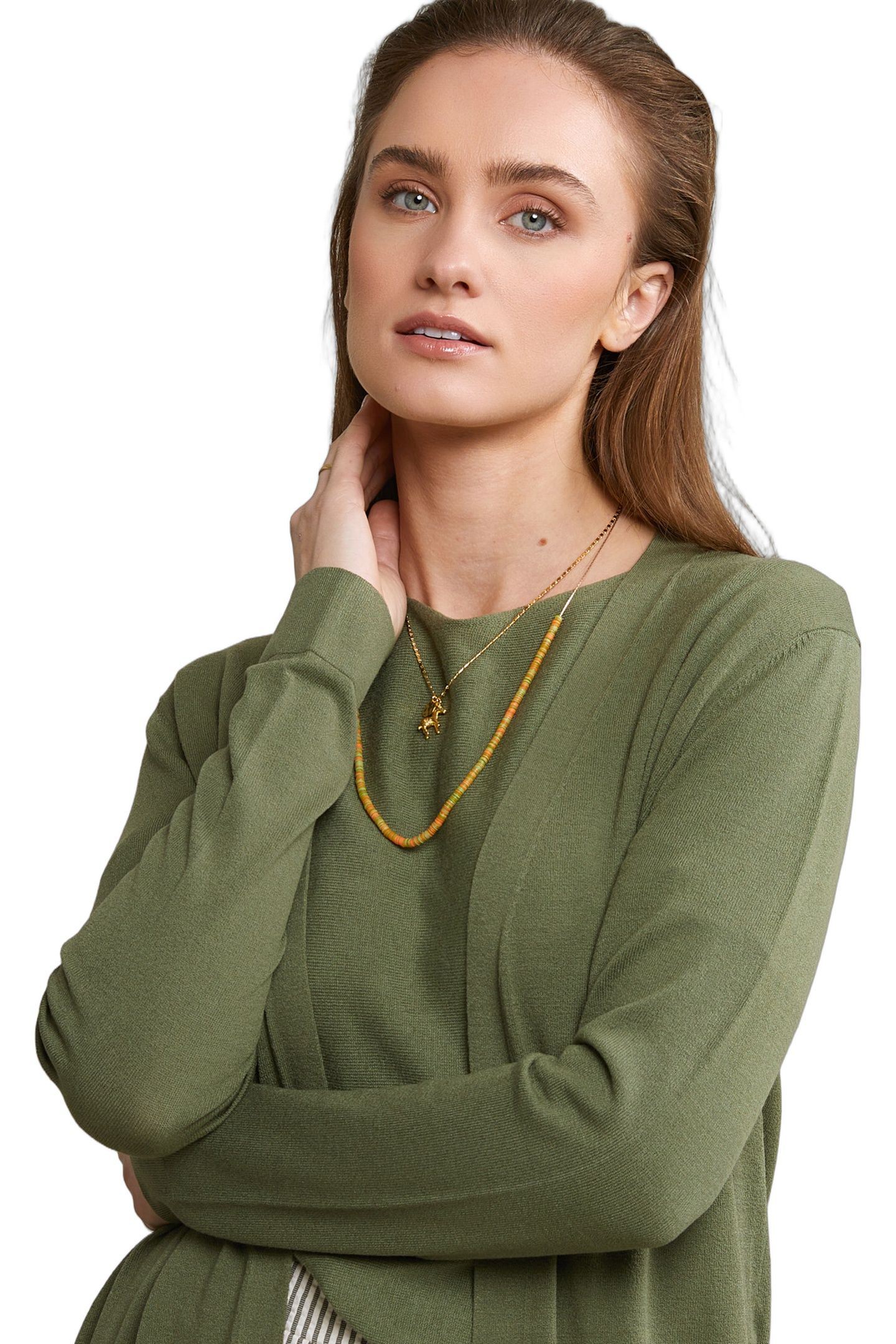 KHAKI LONG CARDIGAN LONG SLEEVES 2