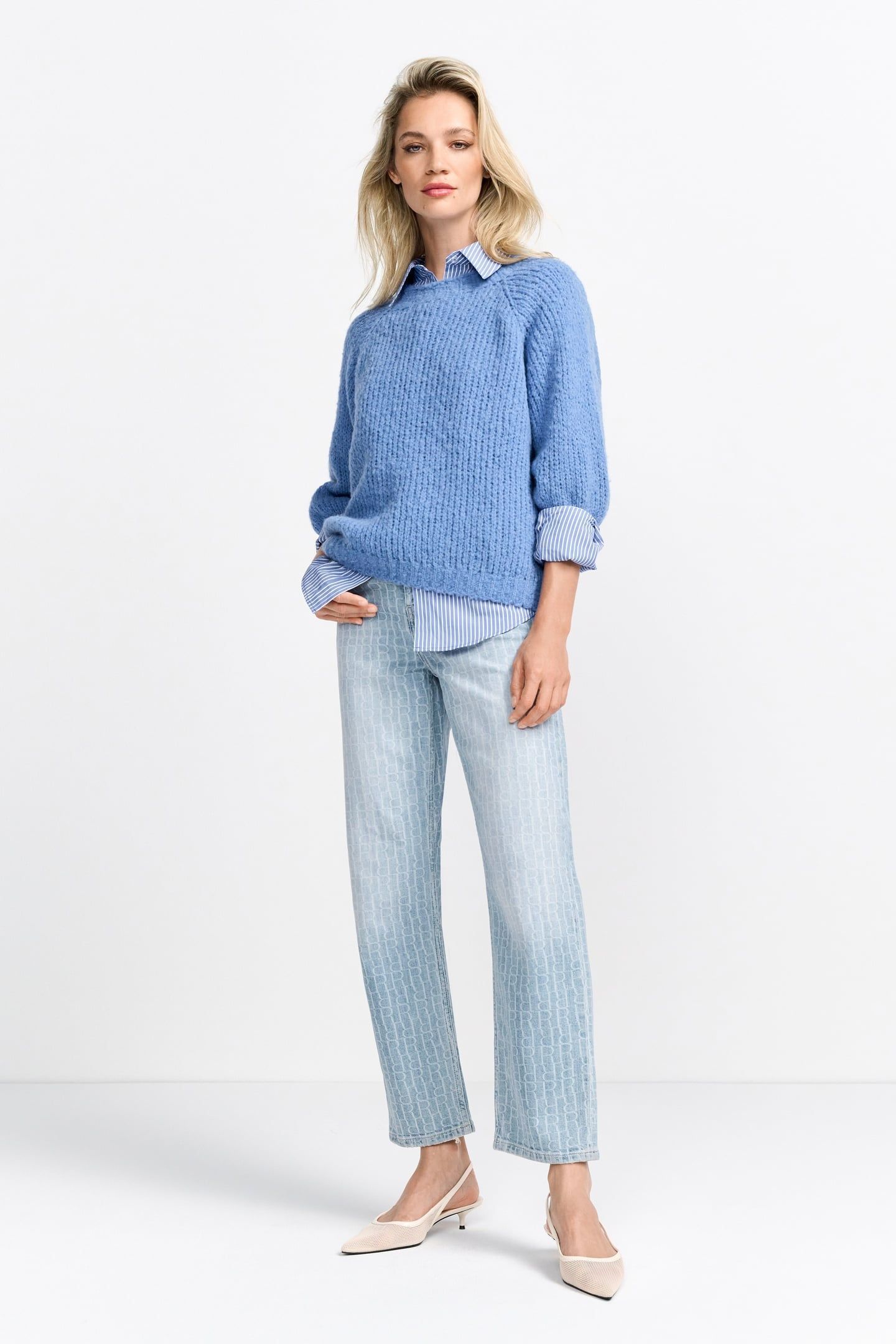 CHUNKY HANDKNIT LOOK PULLOVER OCEAN BLUE 1