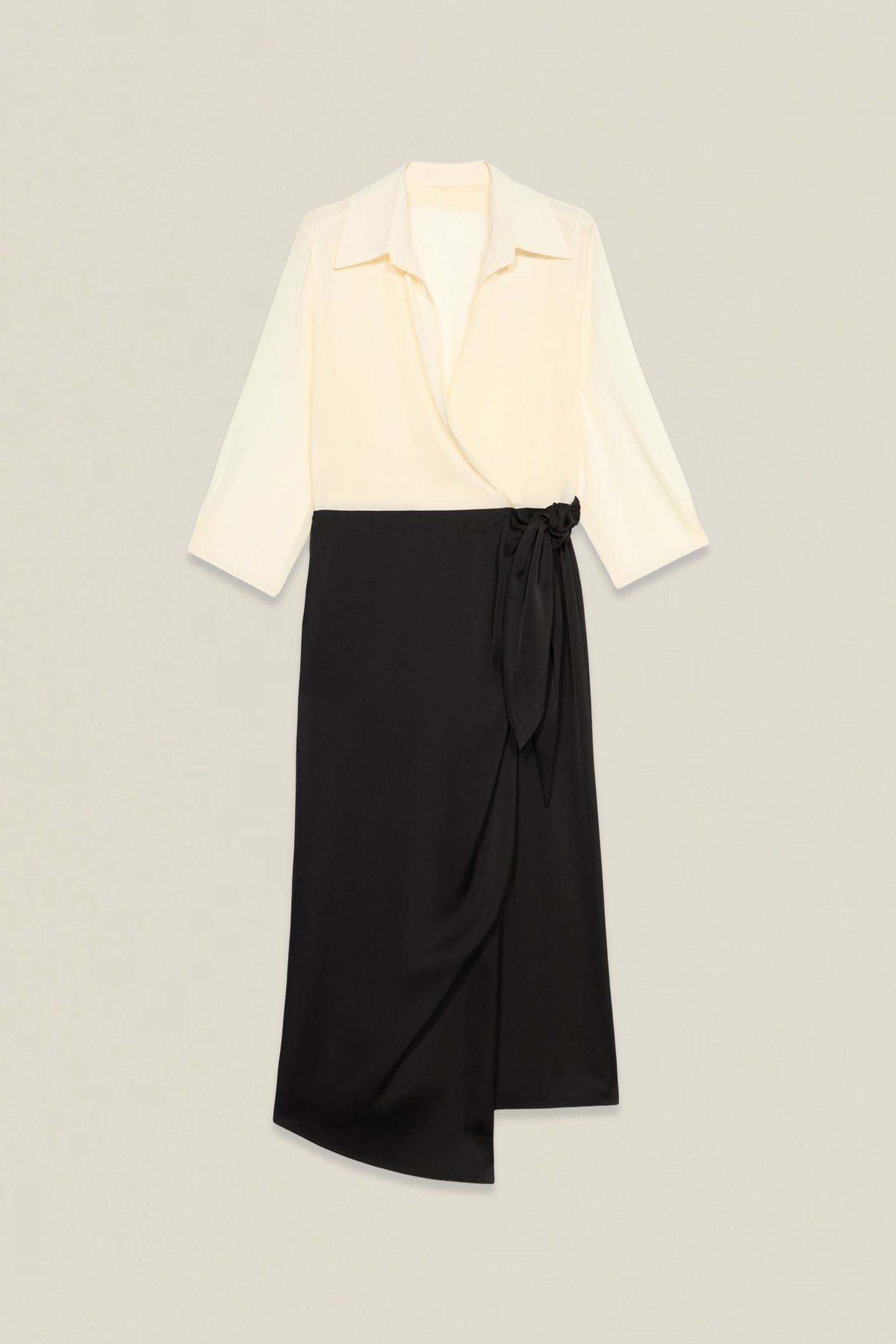 TWO-MATERIAL DRESS WITH WRAP SKIRT BLACK 3