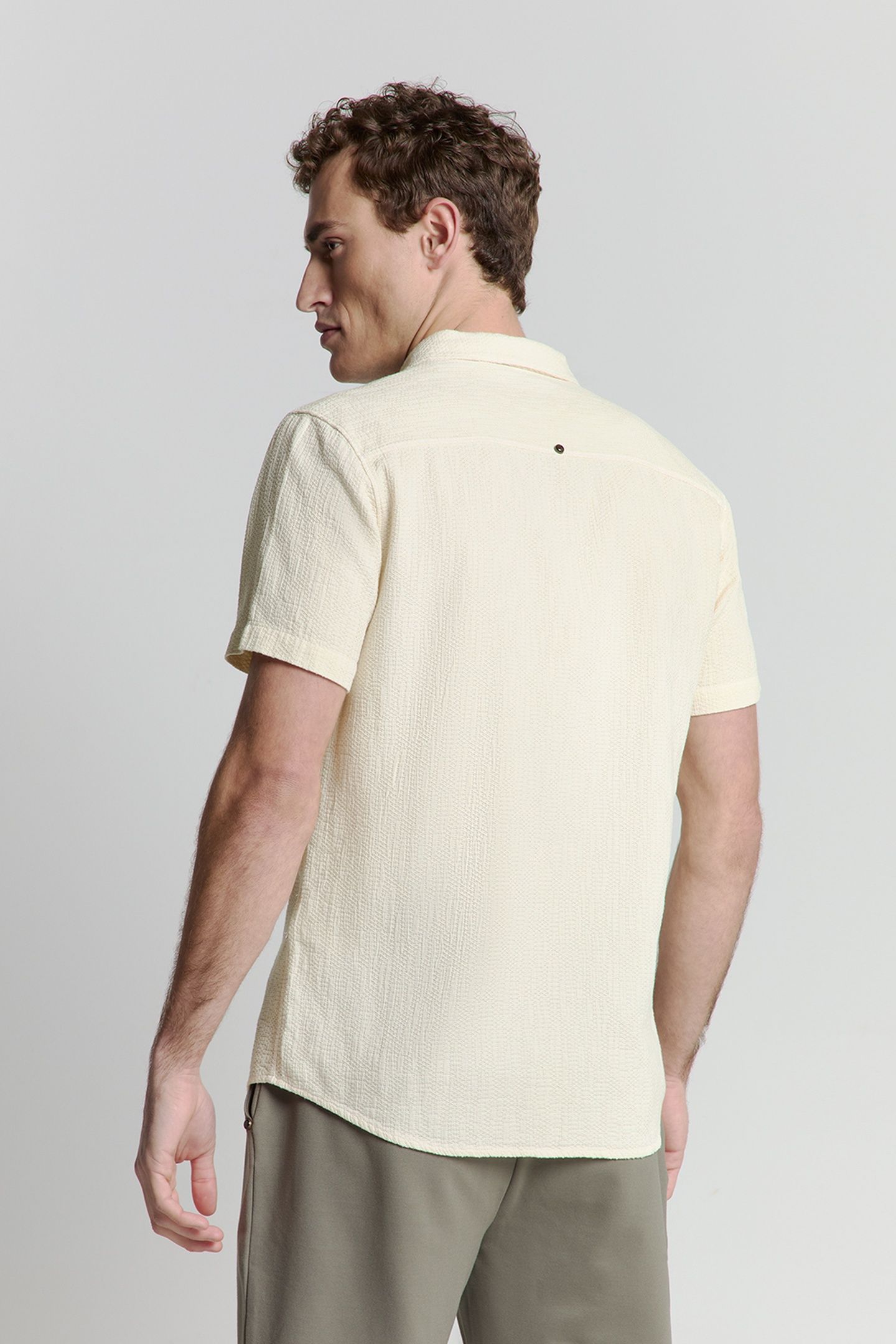 SHIRT SHORT SLEEVE REVERS COLLAR SOLID STRUCTURE CEMENT 3