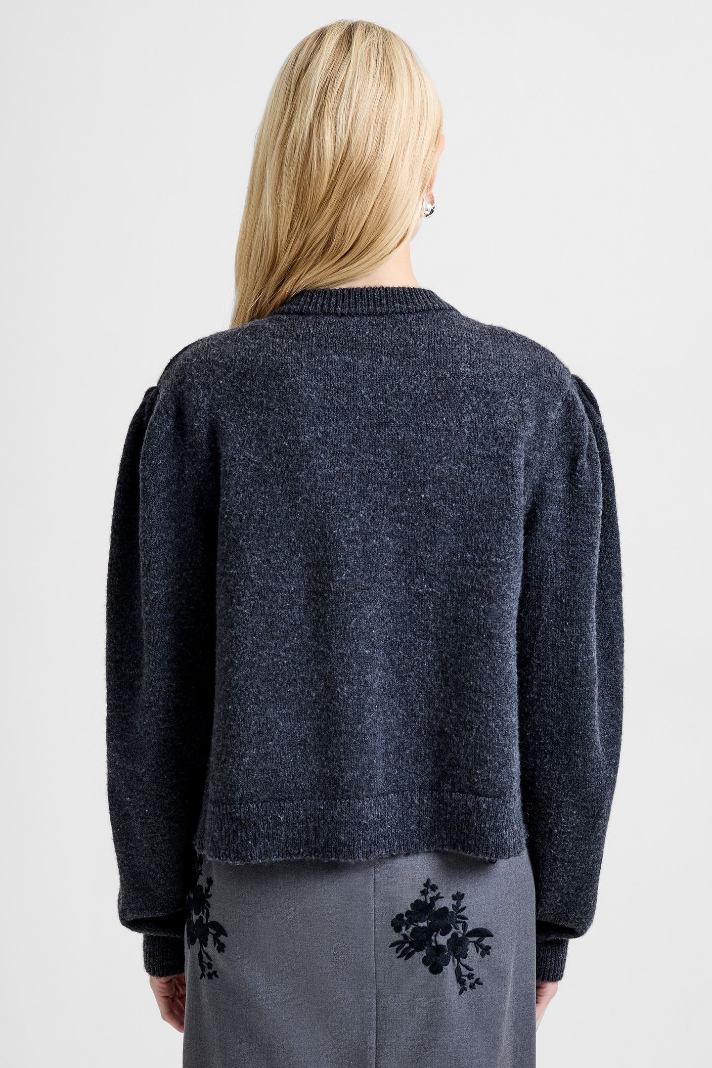 IRMA FRONT BOW CARDIGAN CHARCOAL GREY BLACK 4