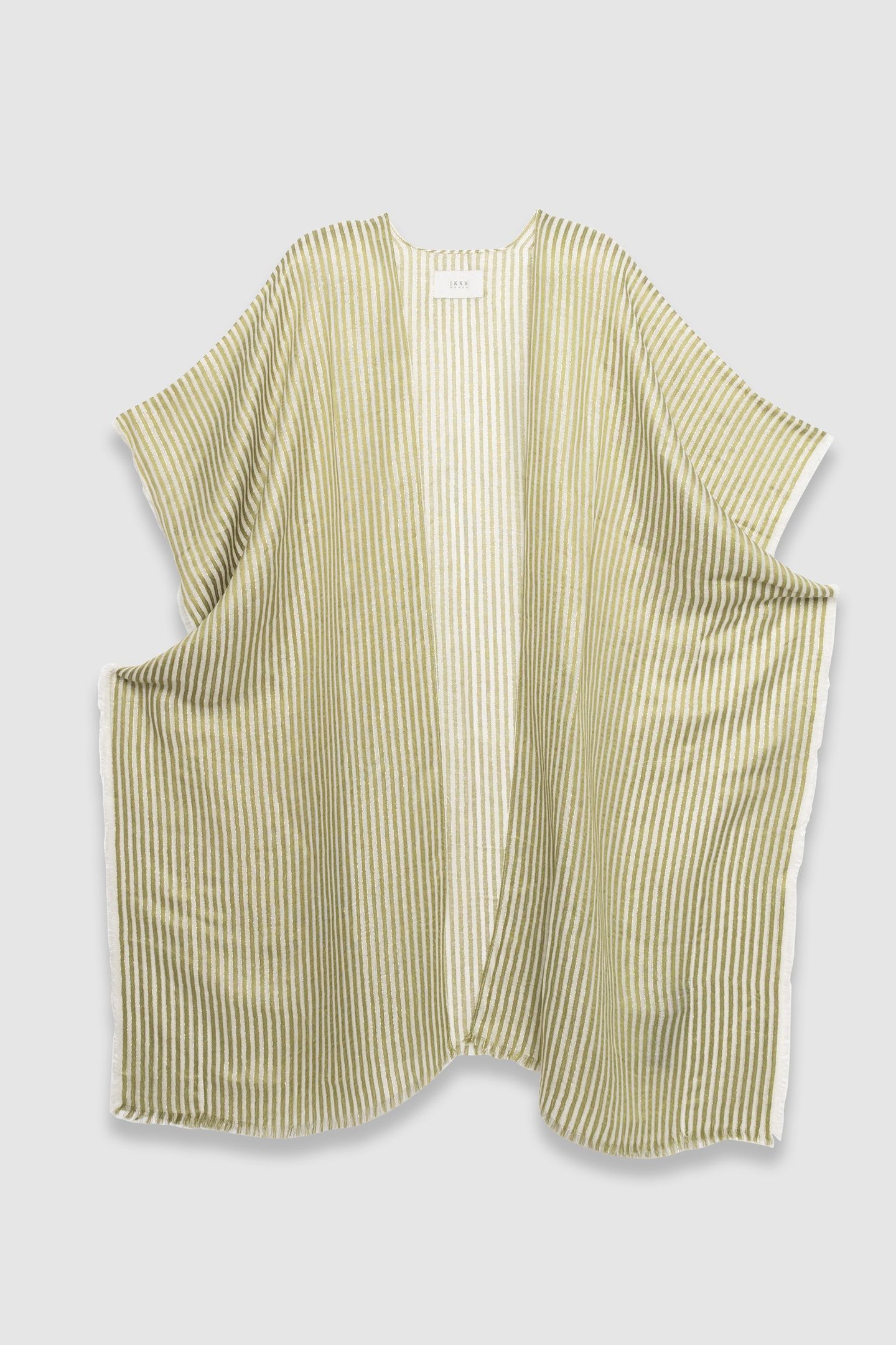 GREEN FRINGED PONCHO WITH SUNLOUNGER STRIPES 1