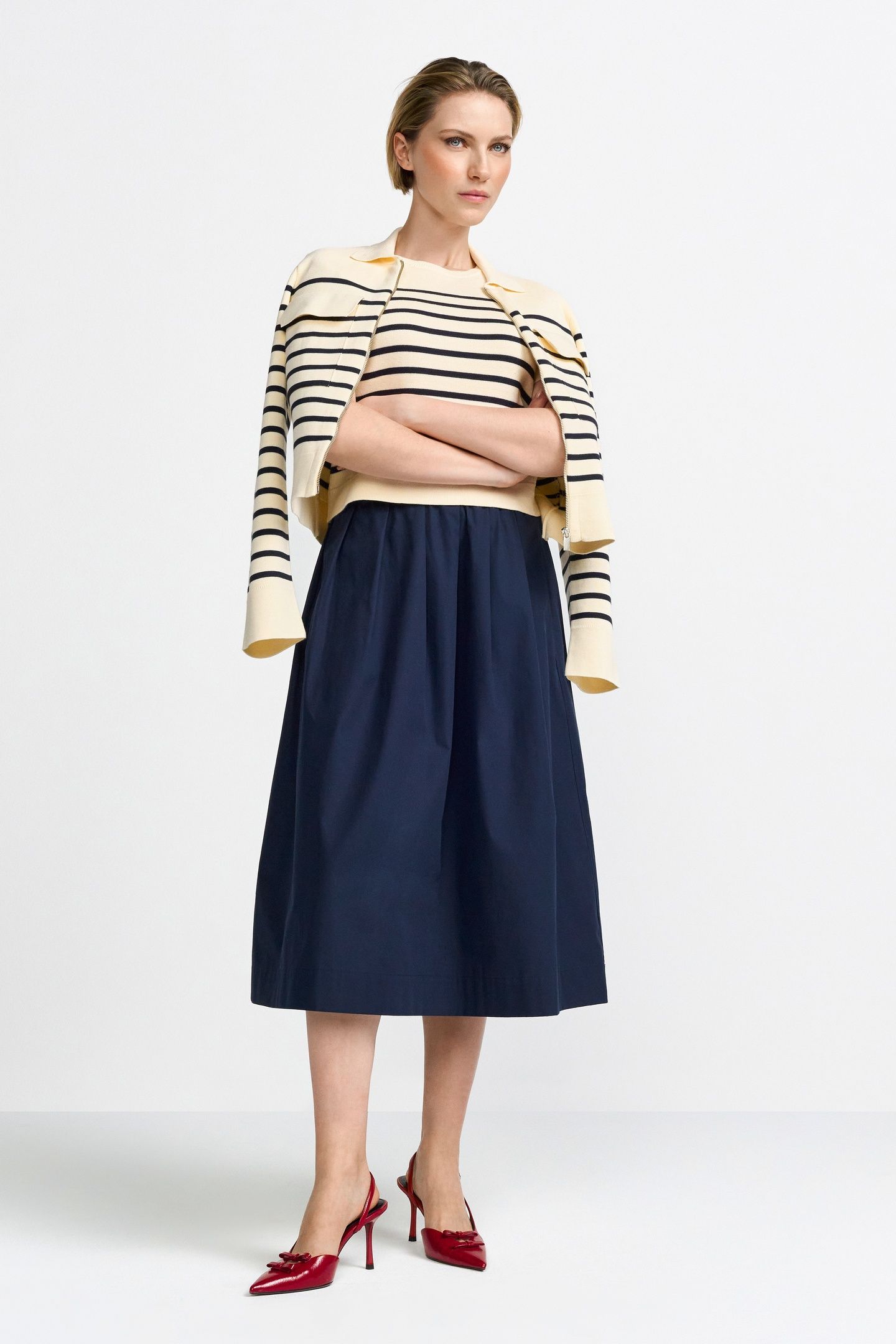 COTTON MIDI SKIRT ORGANIC MIDNIGHT BLUE 1