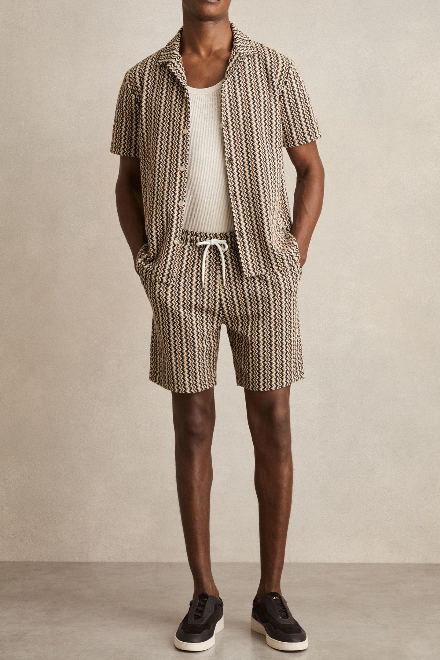 SS ABSTRACT STRIPE CUBAN SHIRT TOBACCO BROWN 1