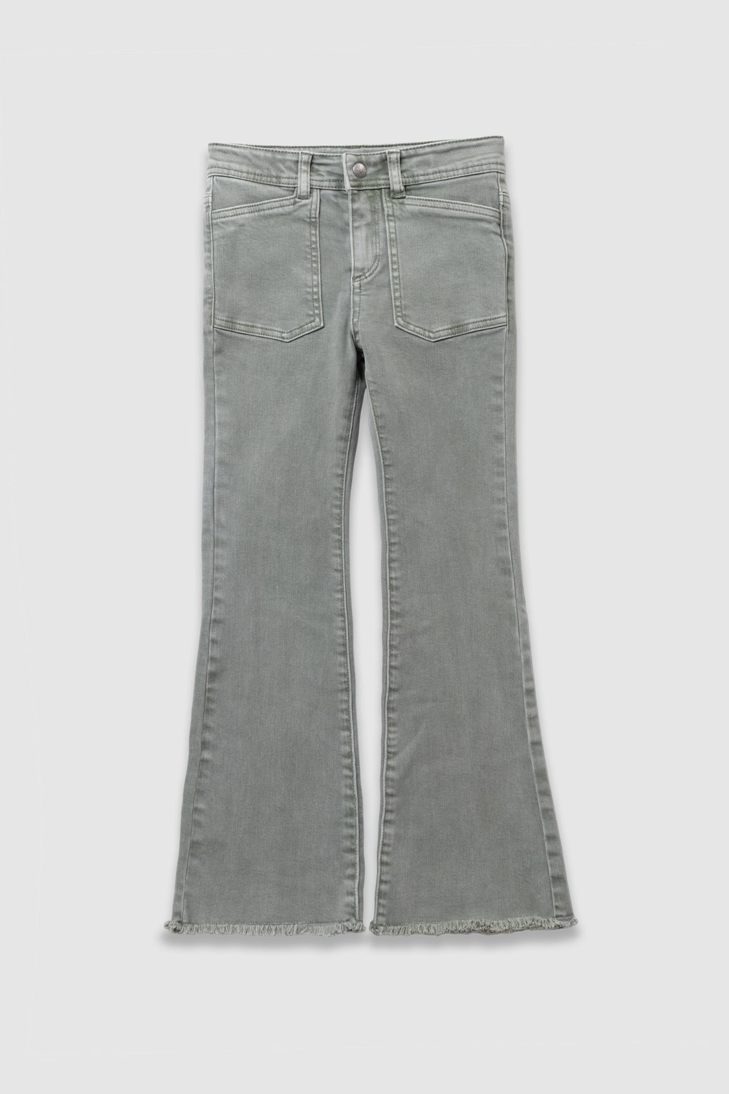 KHAKI FLARE JEANS WITH MAXI POCKETS 1