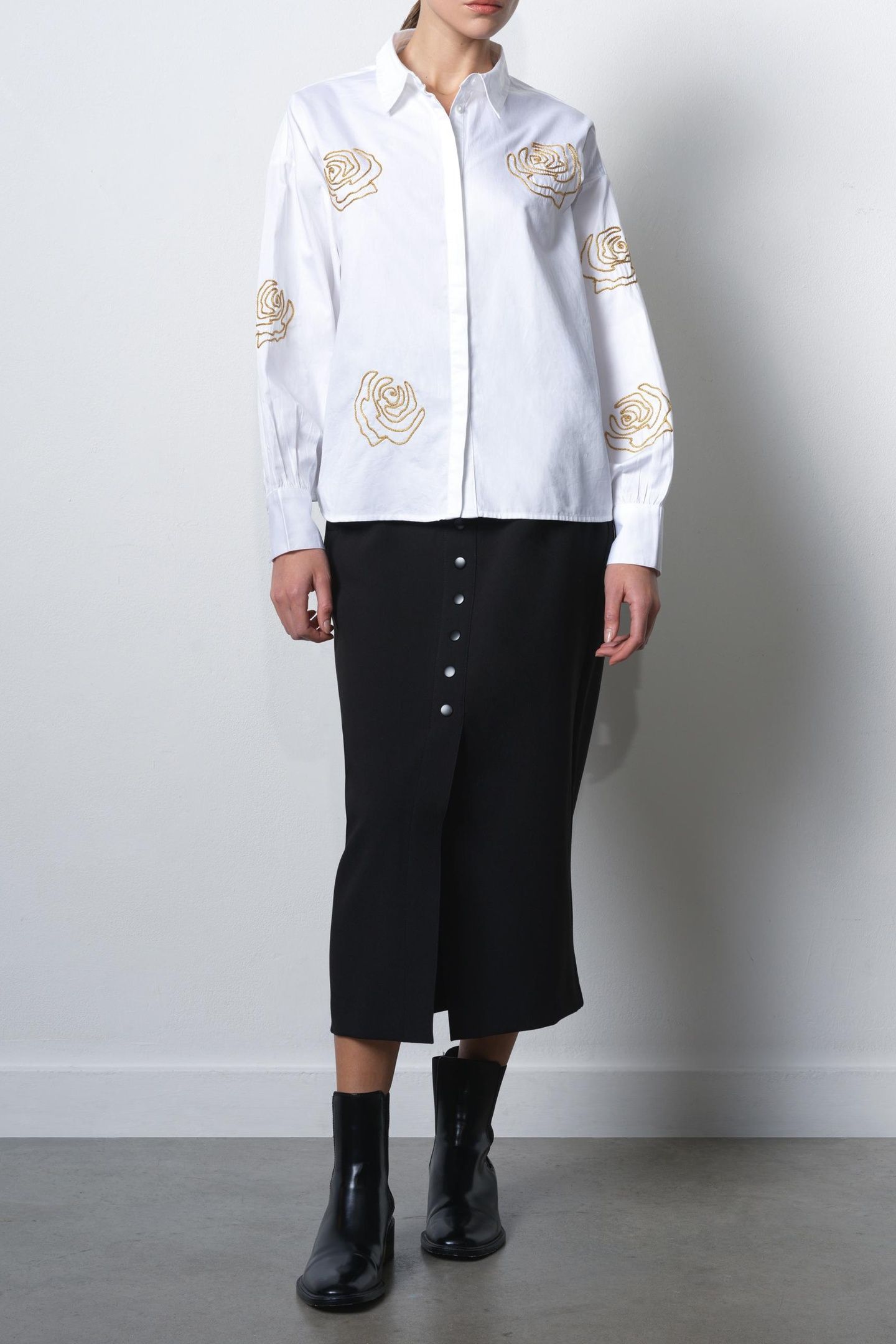 ALEXIS COTTON EMBROIDERED SHIR LINEN WHITE GOLD 2