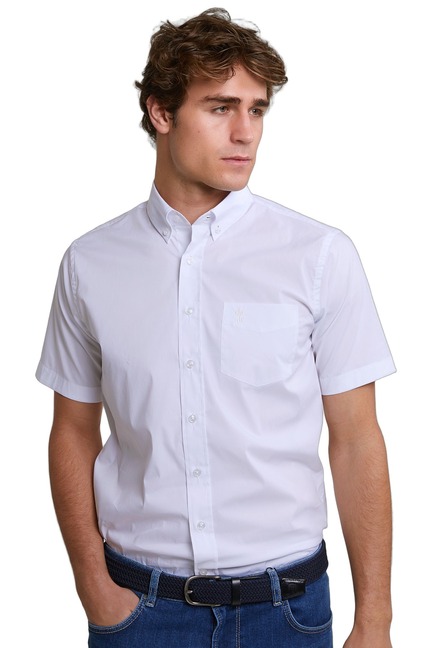 CUSTOM FIT UNI PERFORMANCE STRETCH SHIRT SHORT SLEEVES WHITE 1
