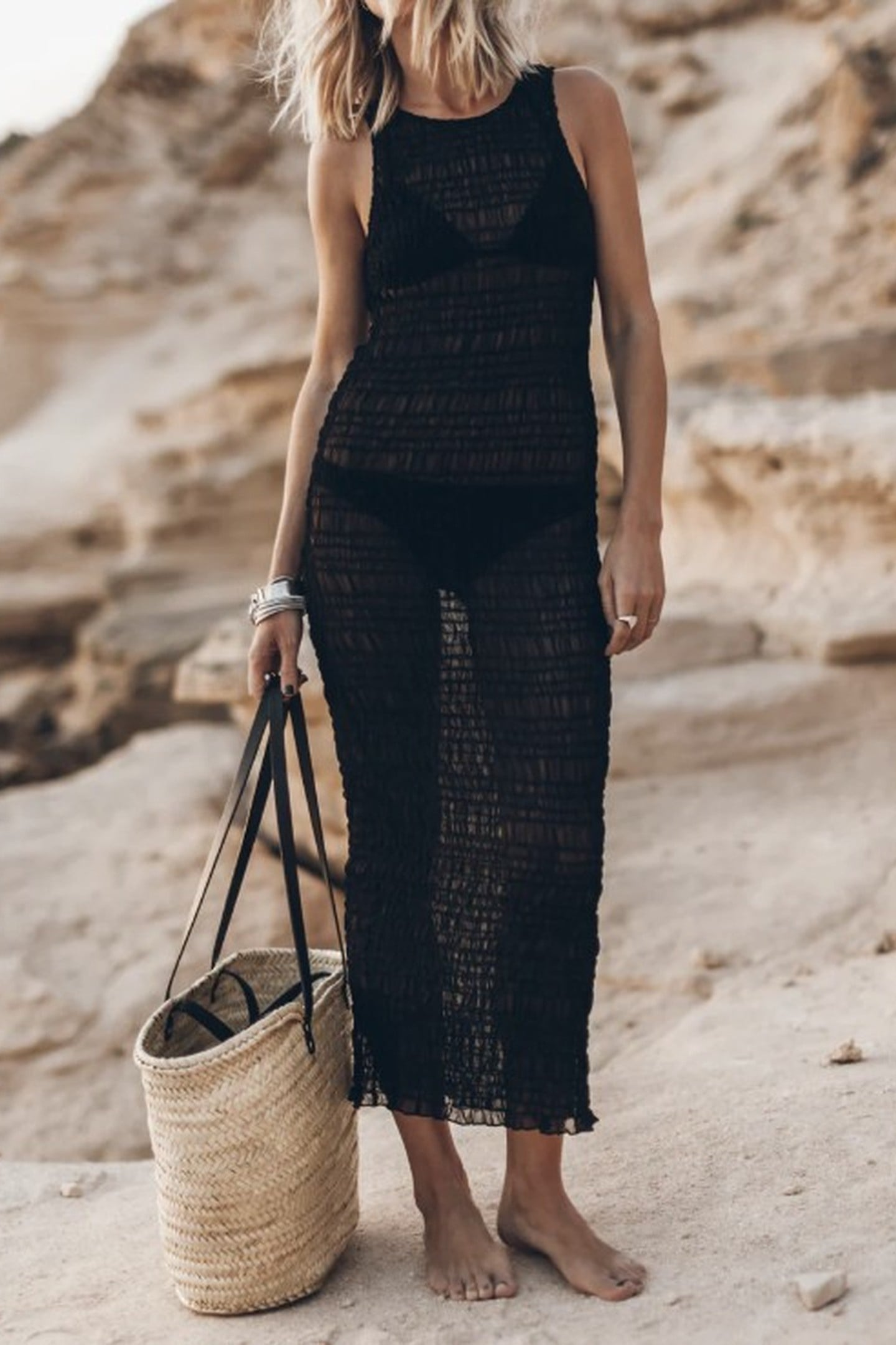 THE BLACK LONG SHEER DRESS BLACK 1