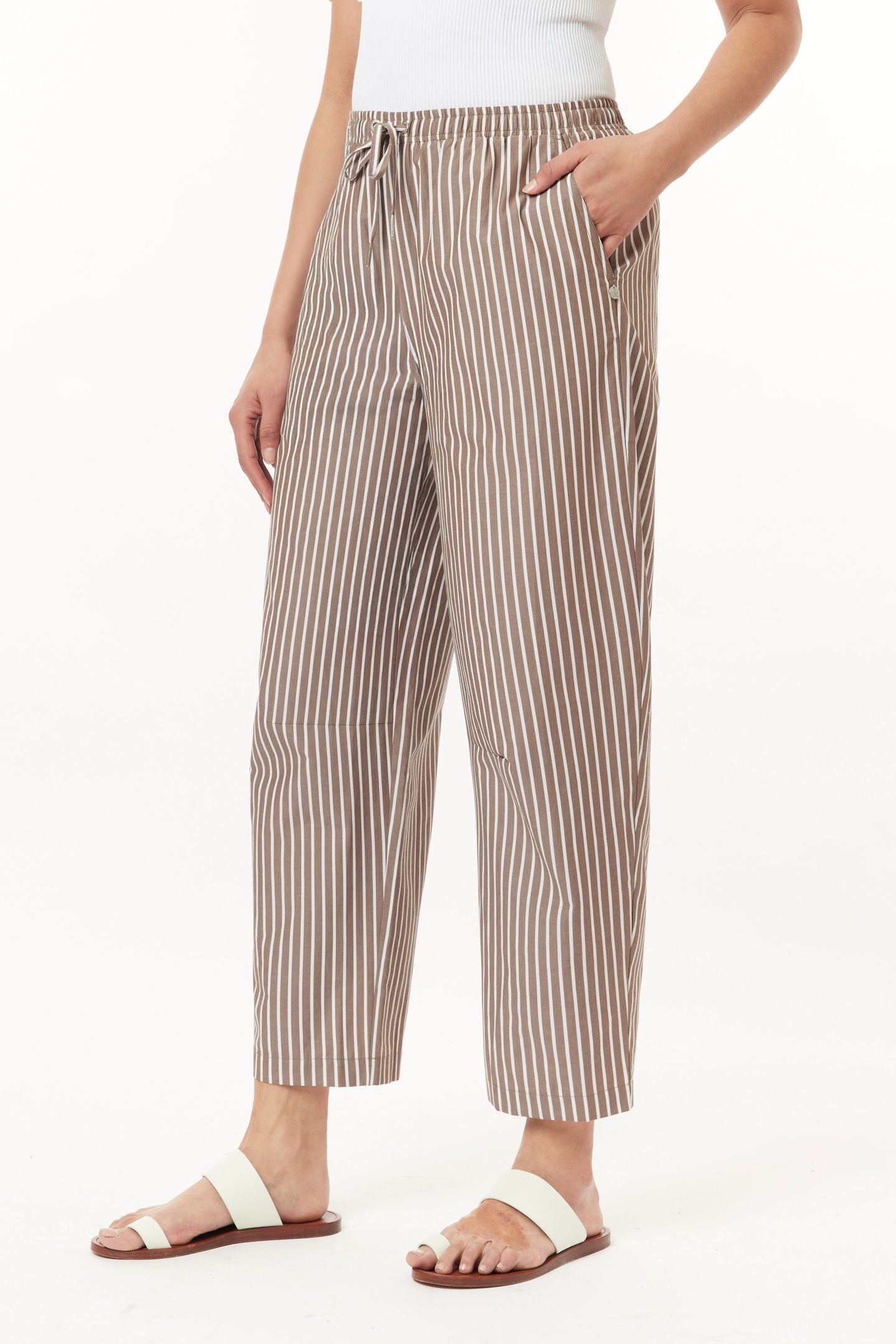 BARREL LEG PANTS BROWN STRIPE 2