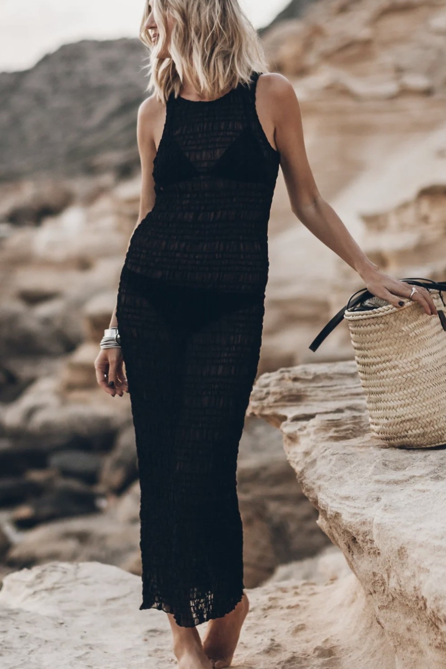 THE BLACK LONG SHEER DRESS BLACK 2