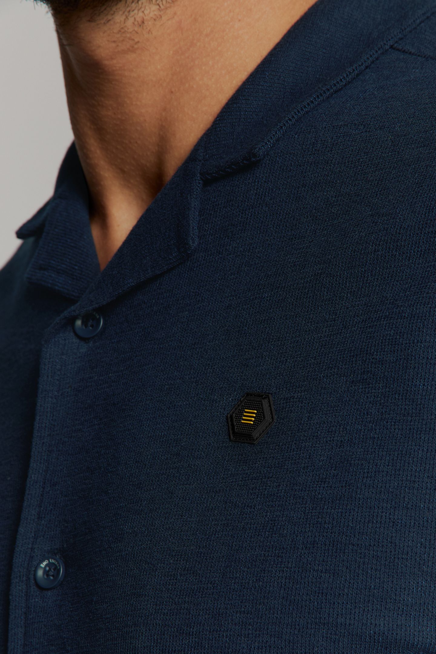 SHIRT SHORT SLEEVE JERSEY REVERS COLLAR SOLID TERRY DEEP BLU 7