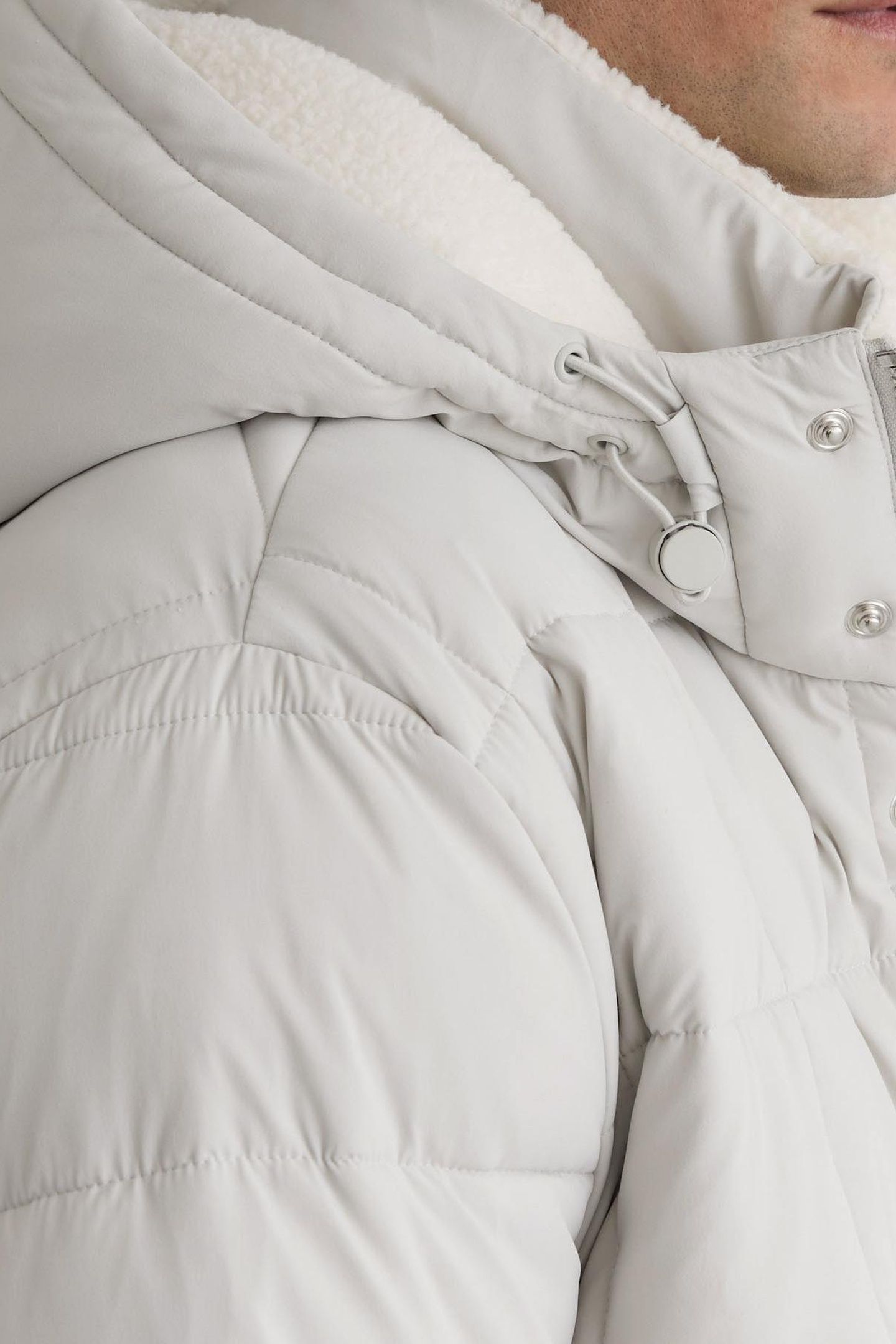 LS BORG LINED QUILTED PUFFER JACKET STONE 6