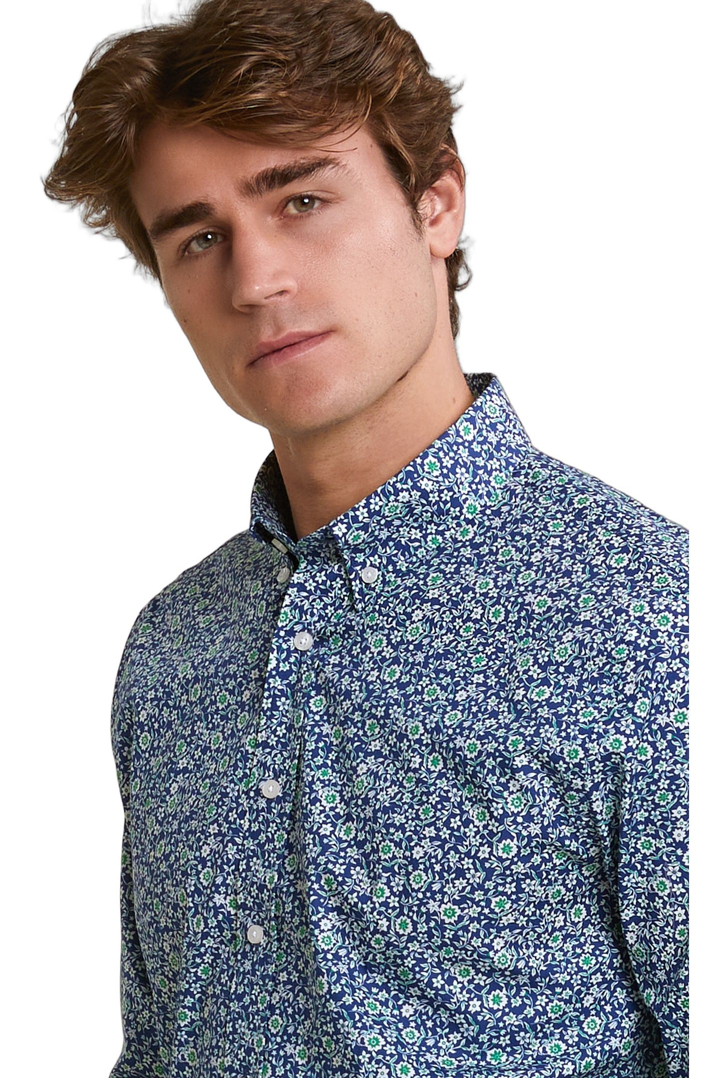 SLIM FIT FLORAL SHIRT GREEN/BLUE 4