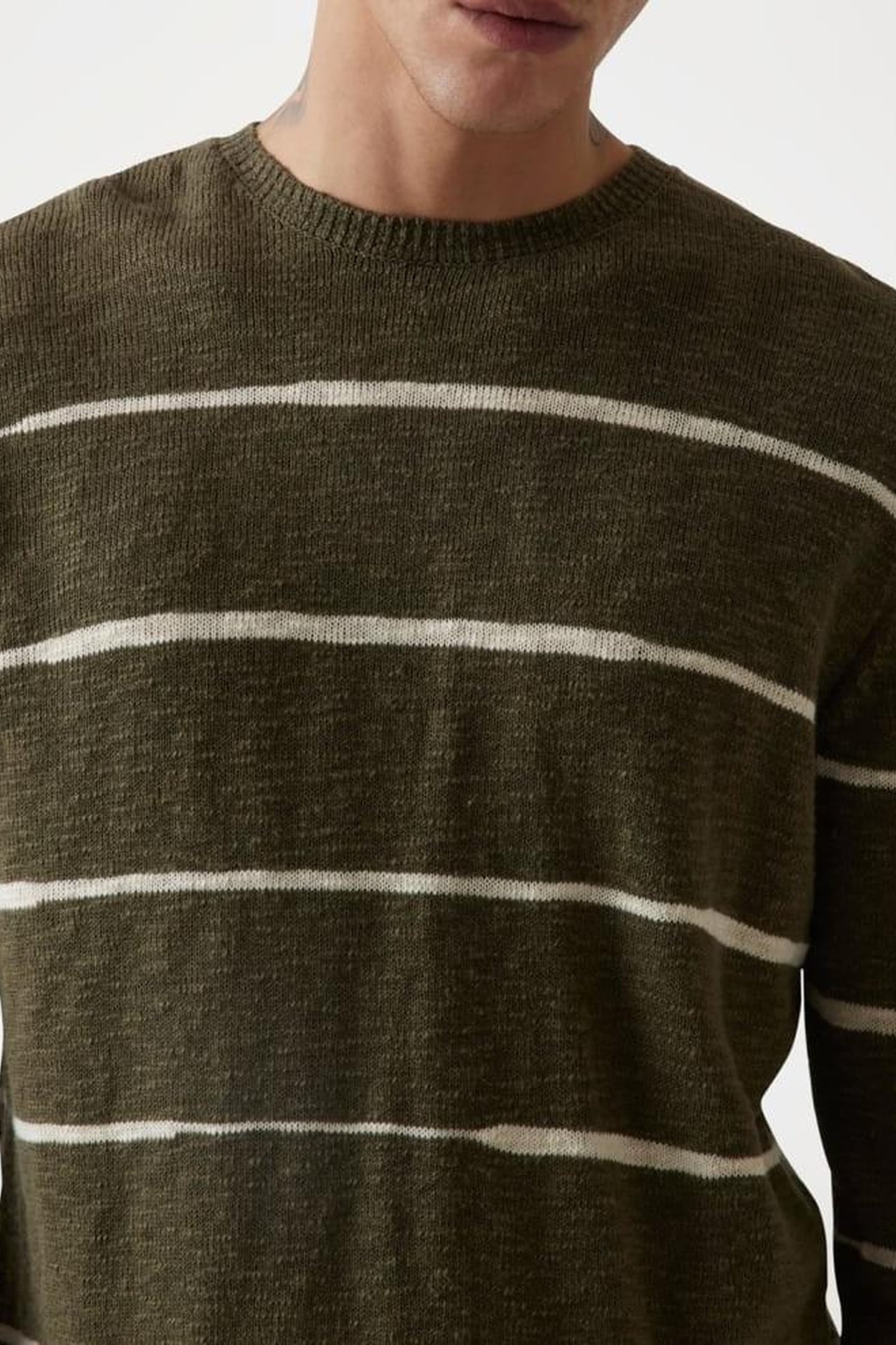 GUESS ECO GRIER CN LS STRIPED OLIVE QUICKSAND IRRE 2