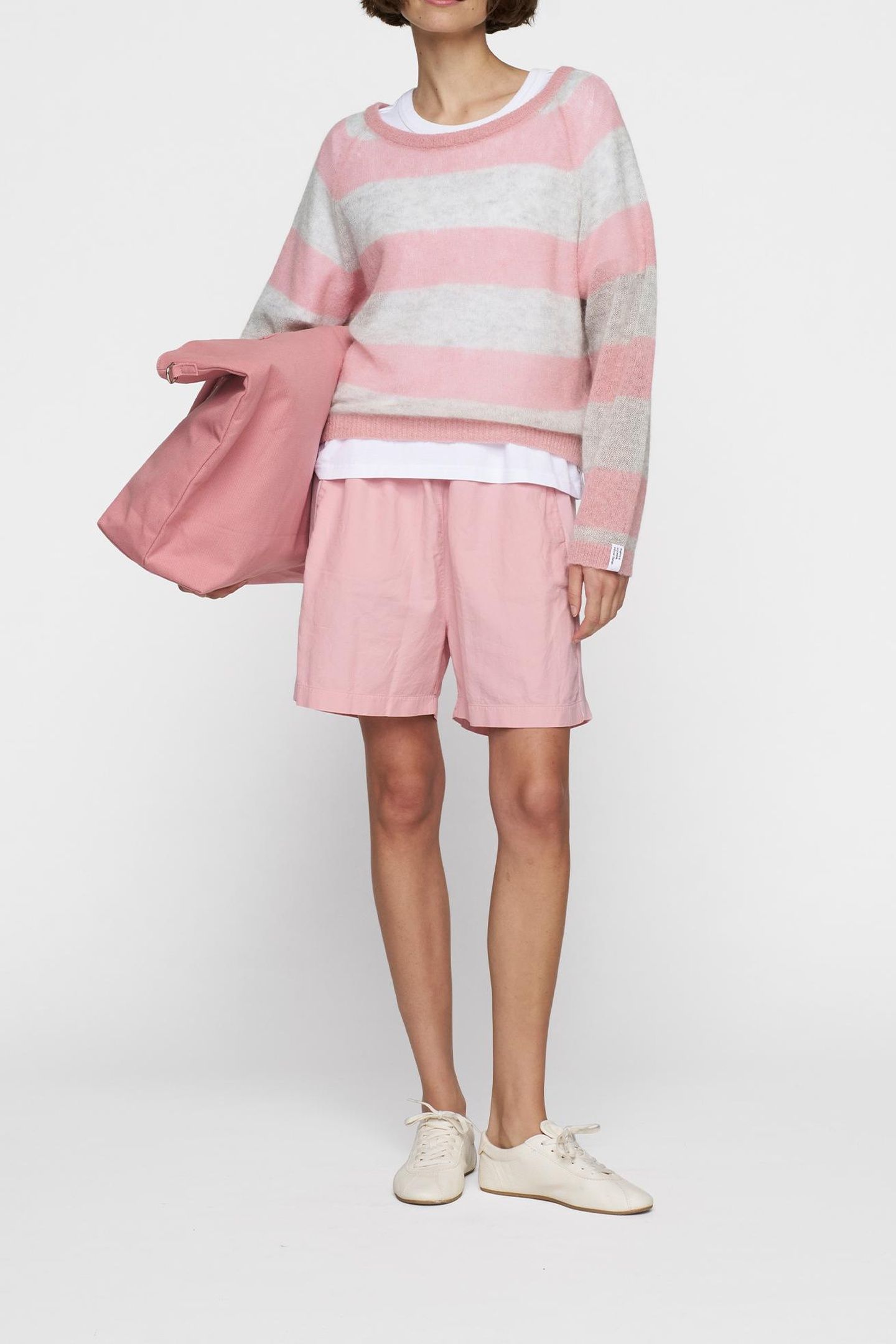 THIN KNIT SWEATER DARK RASPBERRY/WHITE GREY MELEE 1
