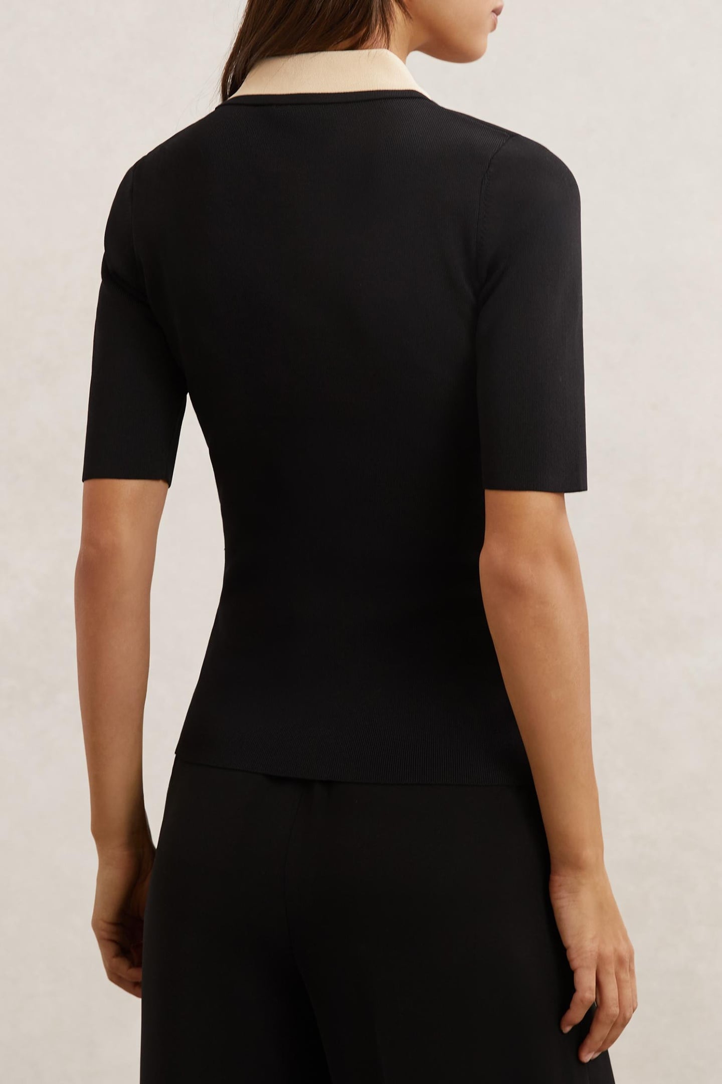 CONTRAST ZIP TOP BLACK/IVORY 3