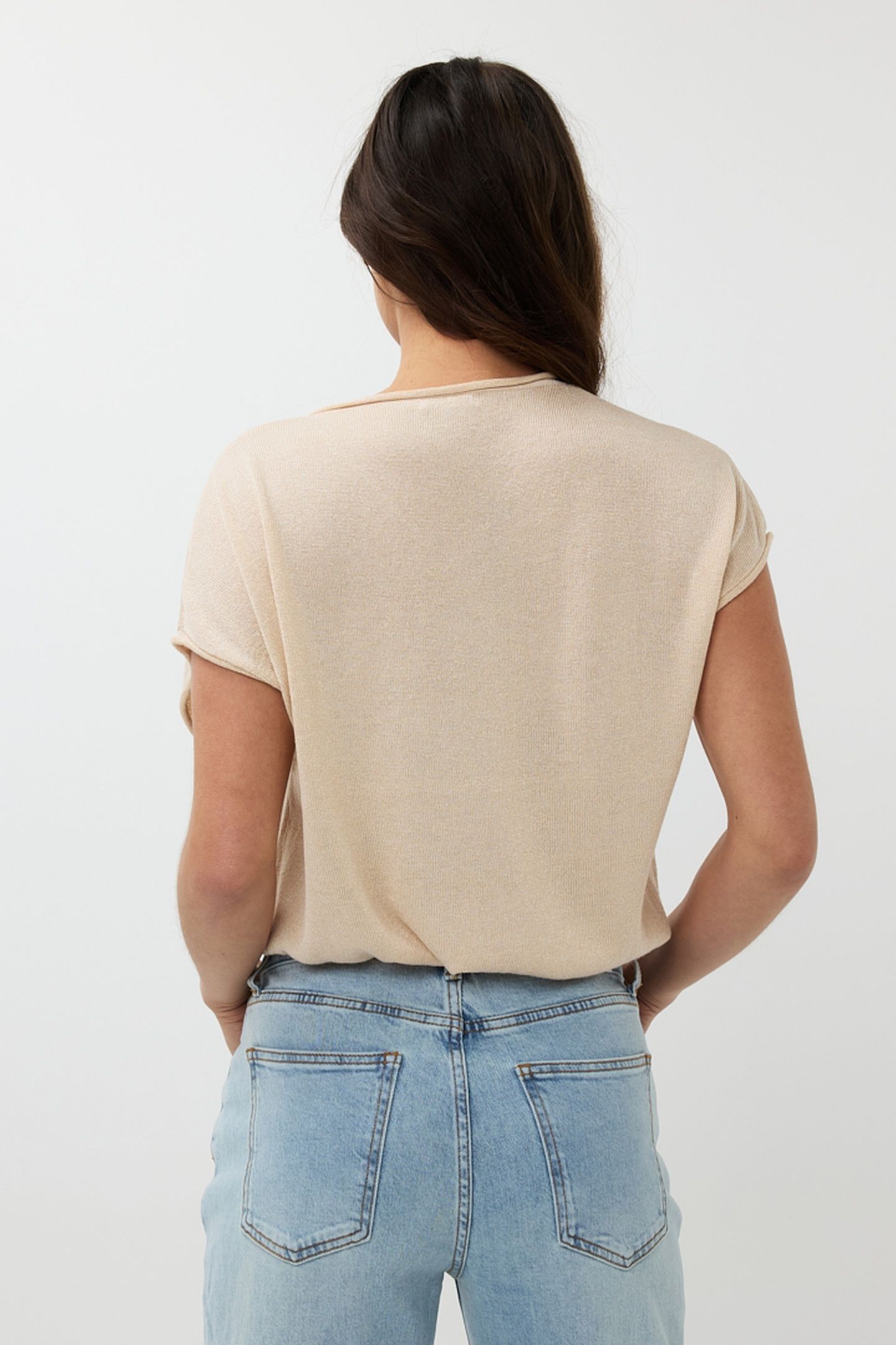 SWEATER BATWING V-NECK LUREX IVORY 4