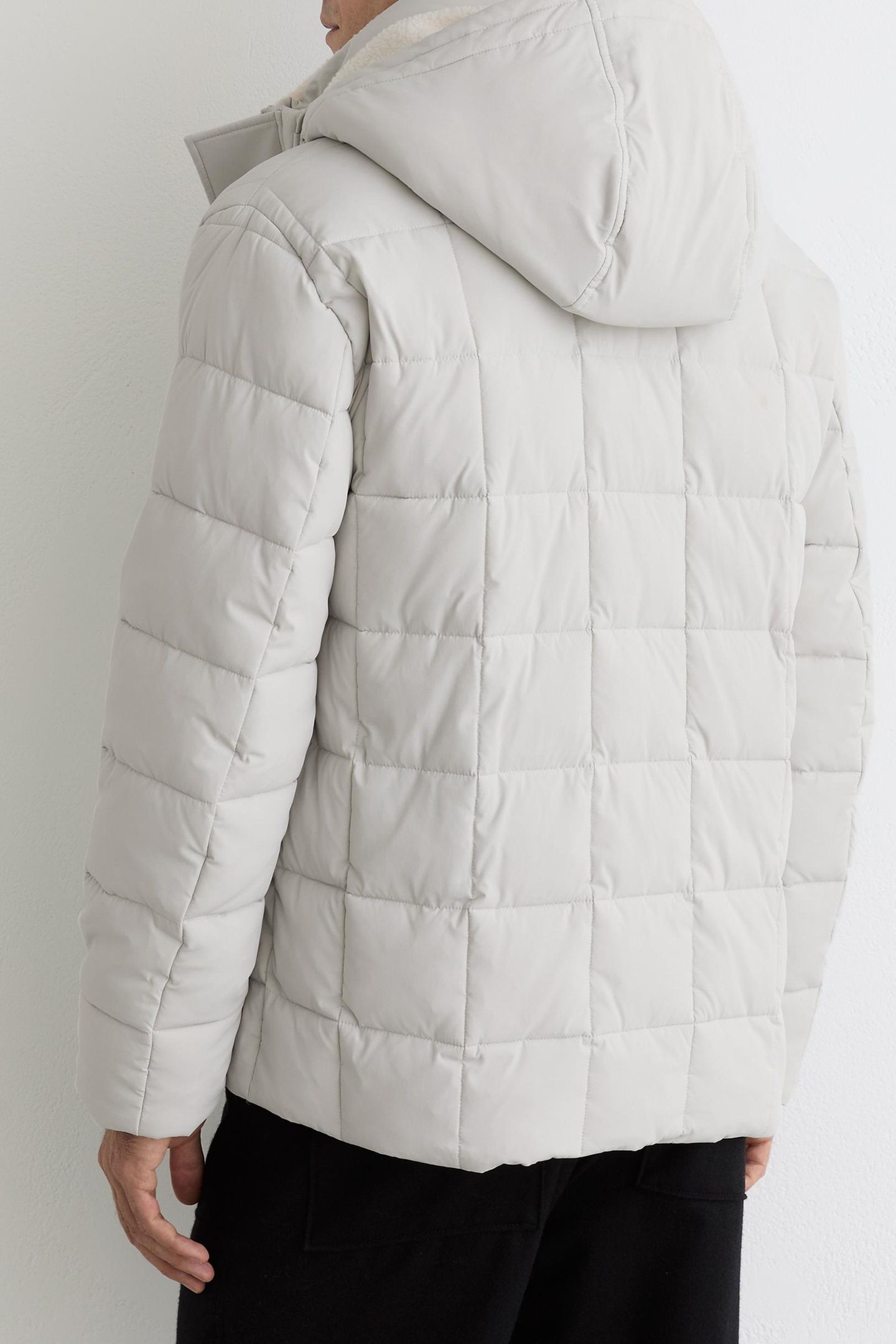 LS BORG LINED QUILTED PUFFER JACKET STONE 2