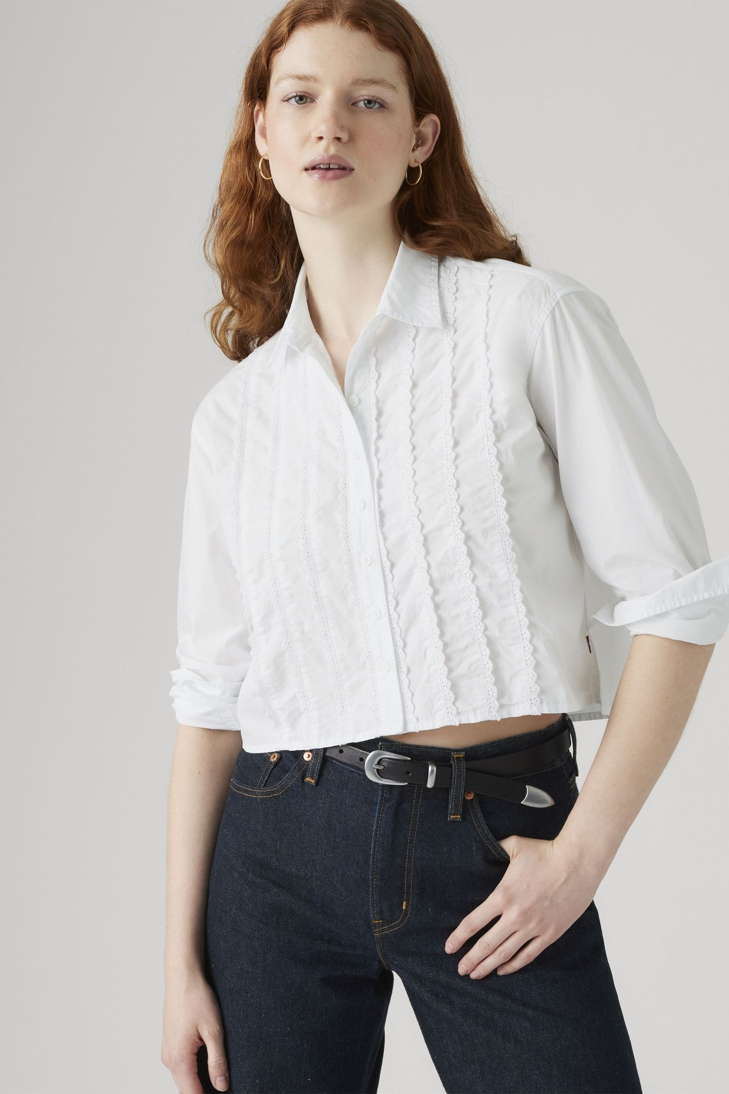 CROPPED HARLIE TUXEDO SHIRT 2