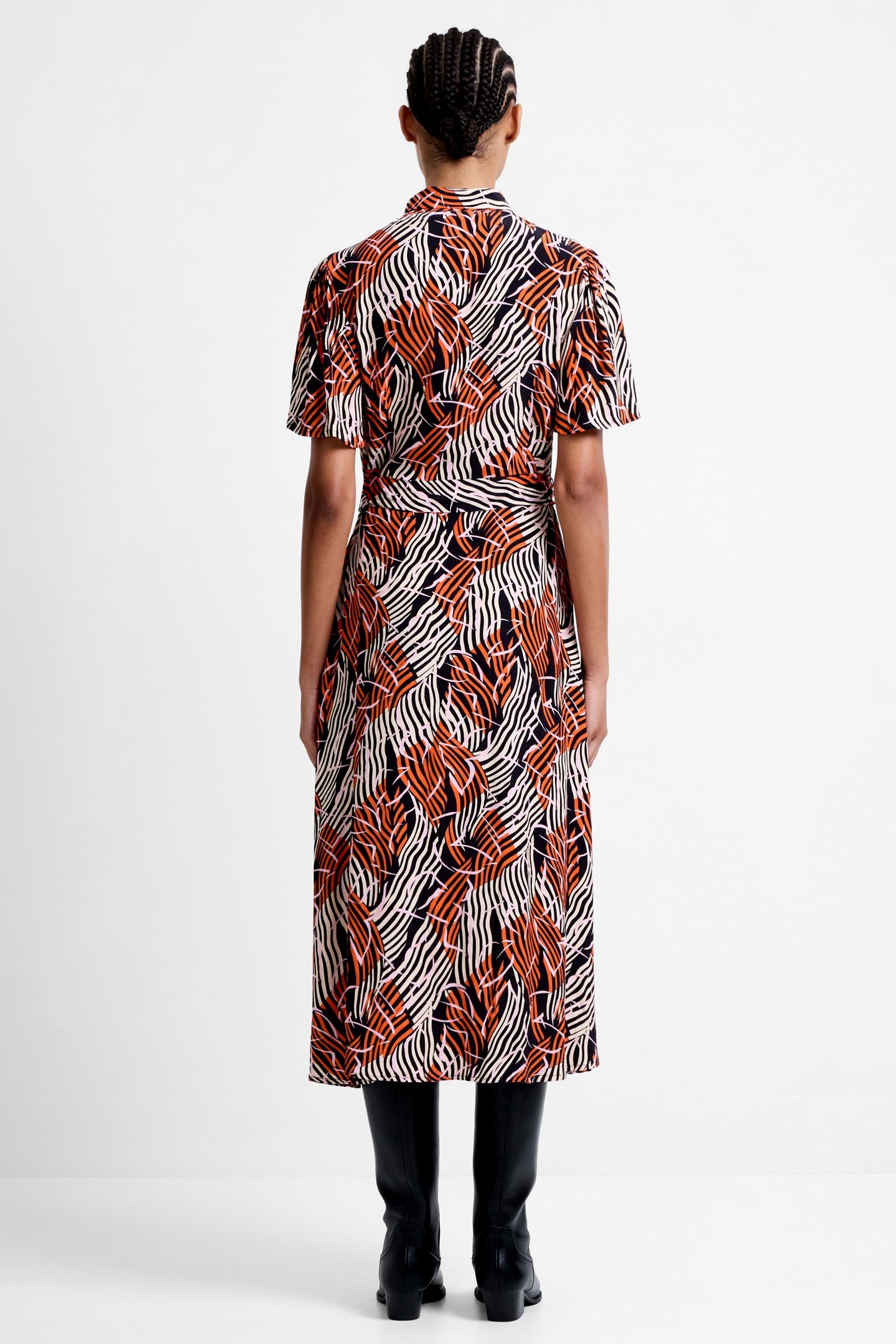 FELICITY LIZZY SS TIE WST DRES FLAME ORANGE MULTI 3