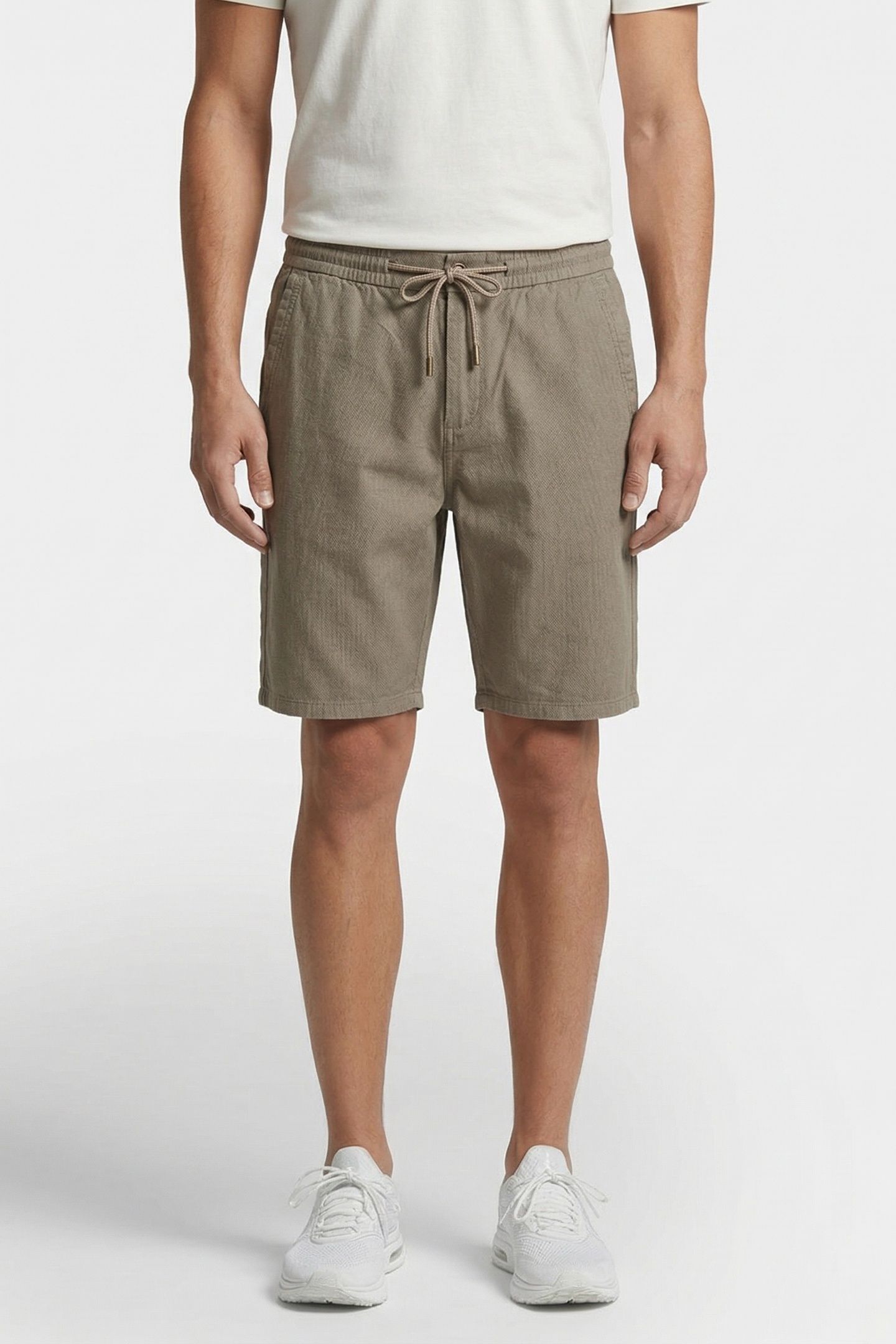 SHORT CHINO WITH LINEN GARMENT DYED LIGHT ARMY 1