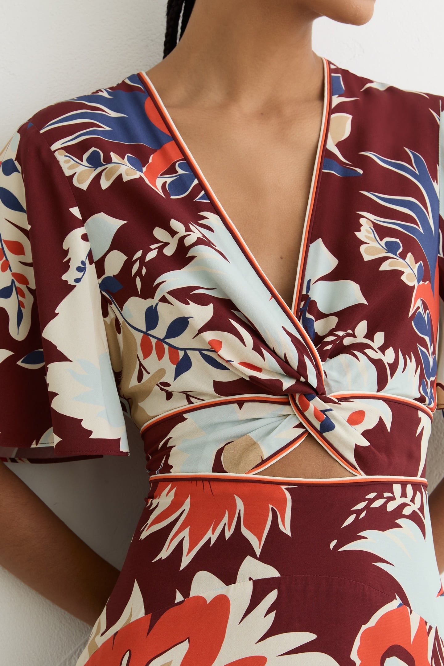 PRINTED MIDI DRESS BURGUNDY 6
