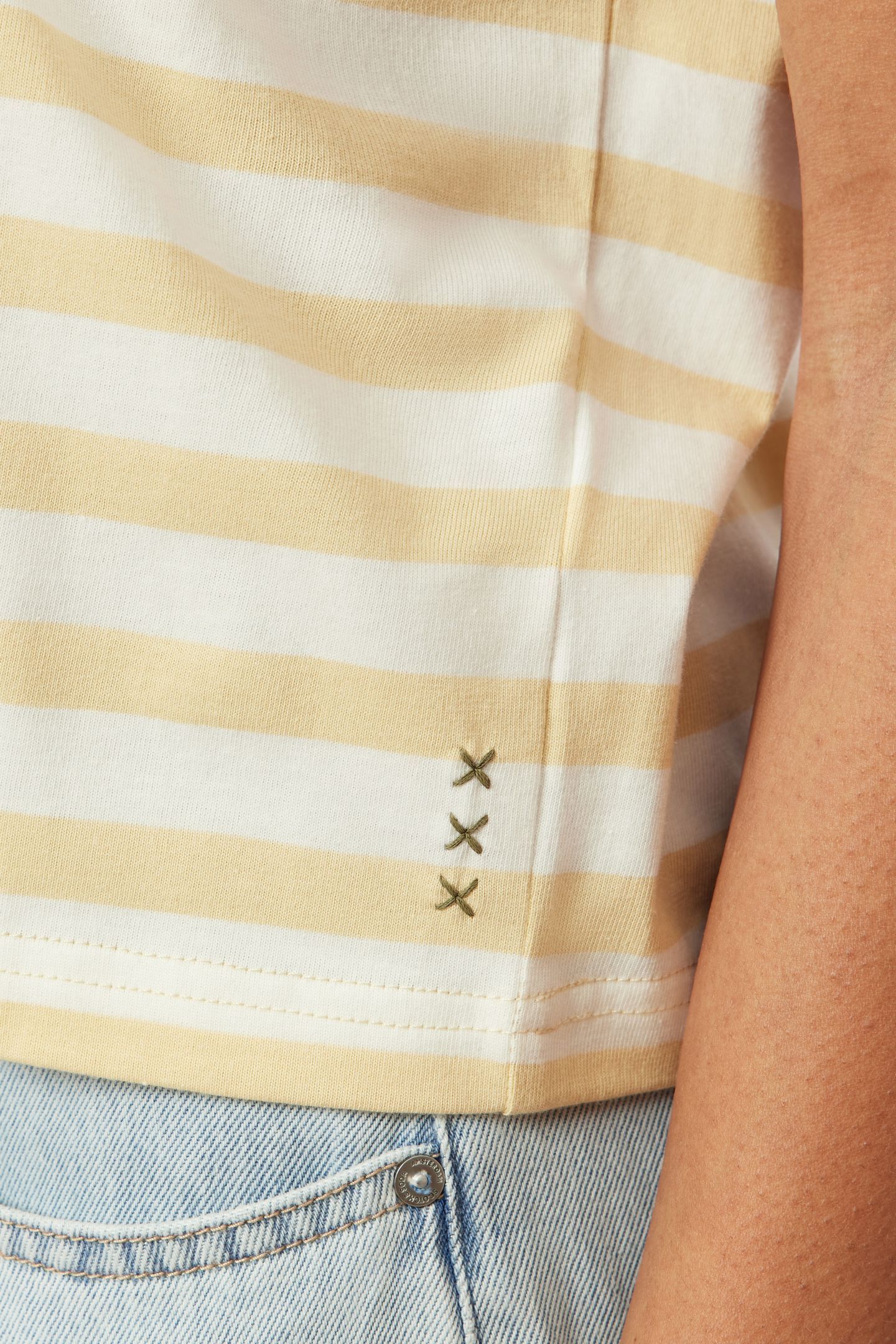 BOXY CROP TEE CHINO GREEN/SUGAR SWIZZLE 5