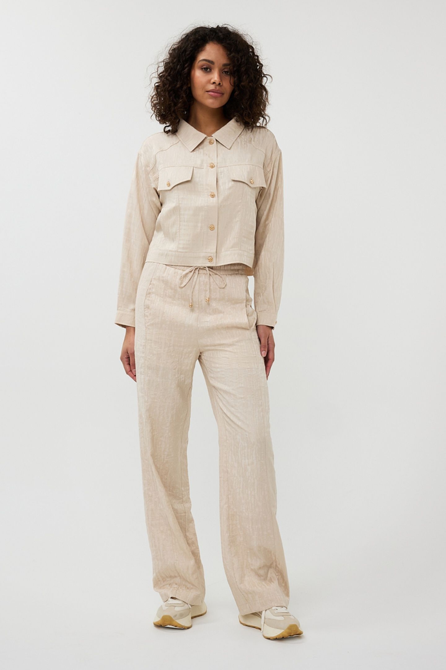 TROUSERS WIDE JACQUARD SAND 1