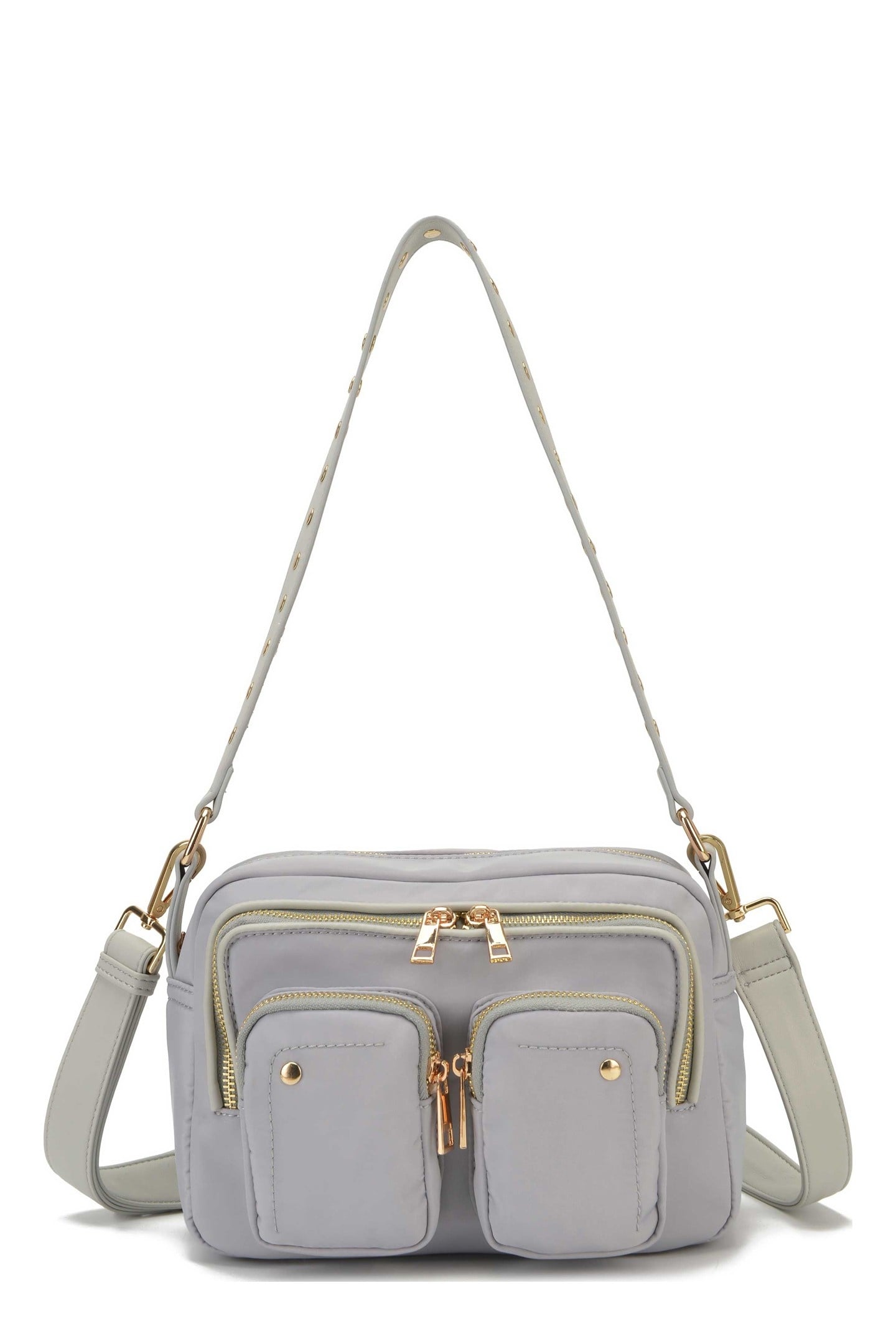 ELLIE RECYCLED NYLON LIGHT GREY W. GOLD 1