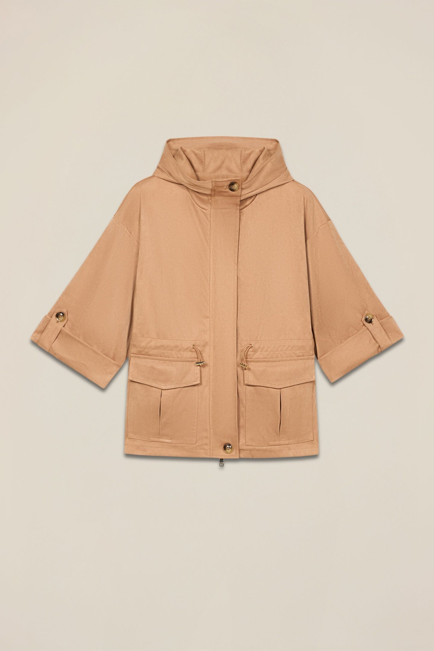 SHORT SUEDE-EFFECT PARKA BEIGE 4