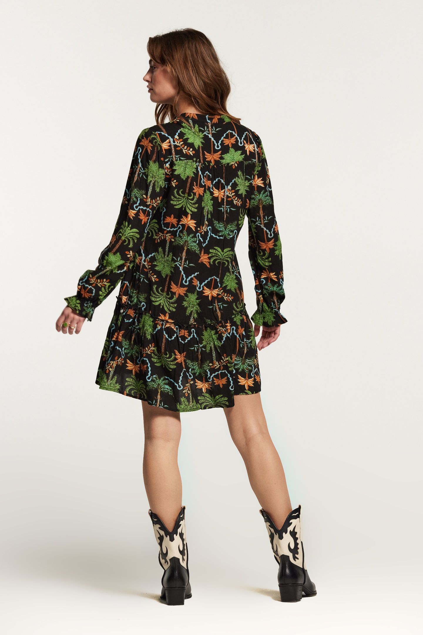 TUVALU DRESS JAIPUR PALM BLACK 2