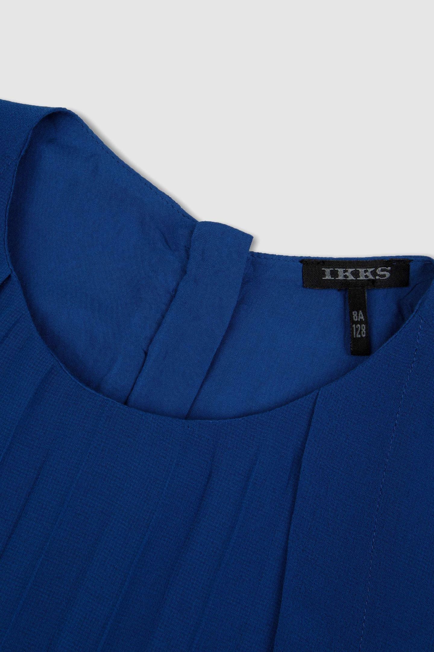 BLUE PLEATED FRONT VOILE DRESS 3
