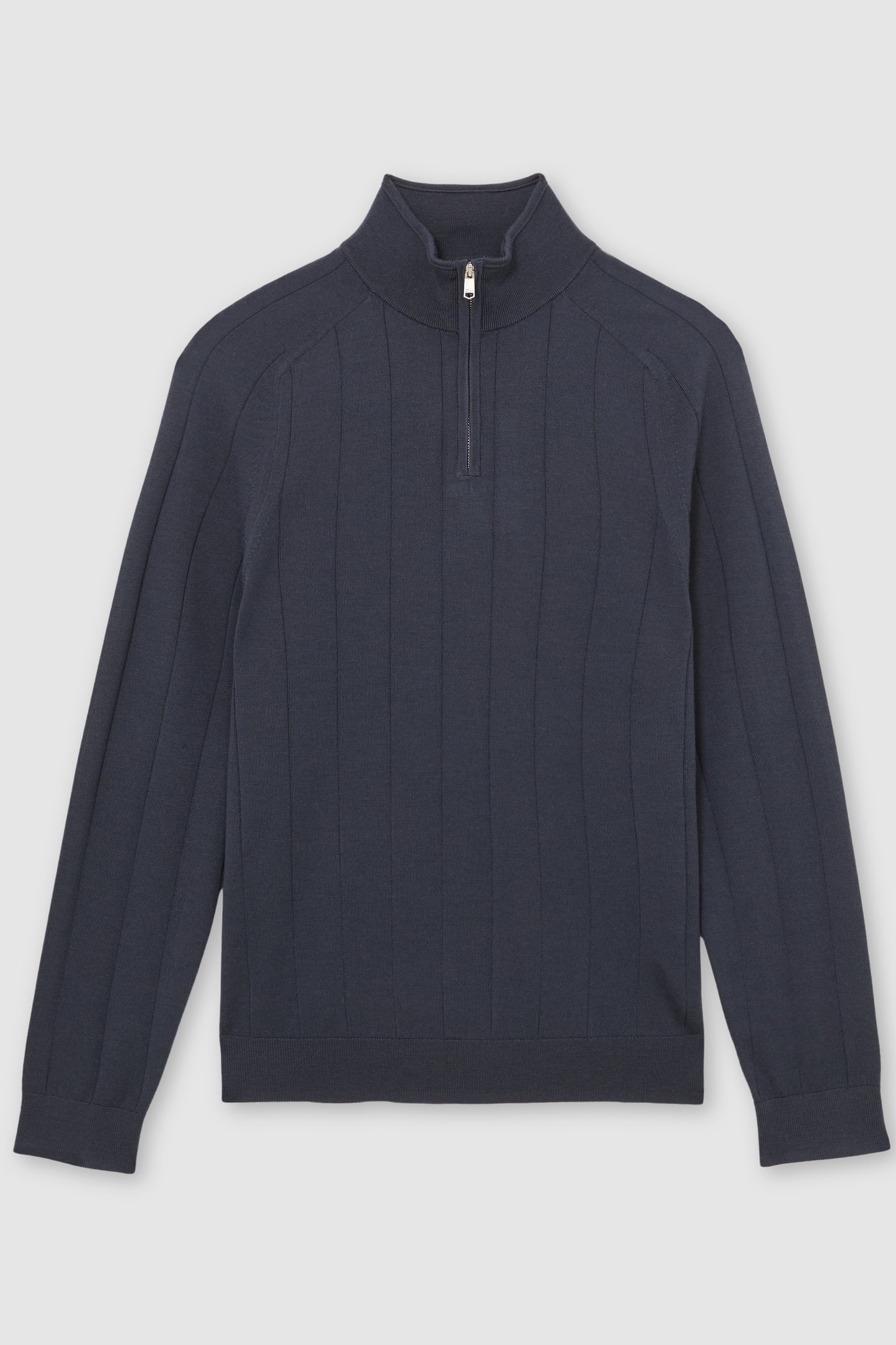 LS HALF ZIP FUNNEL WIDE RIB MERINO WOOL JUMPER AIRFORCE BLUE 4