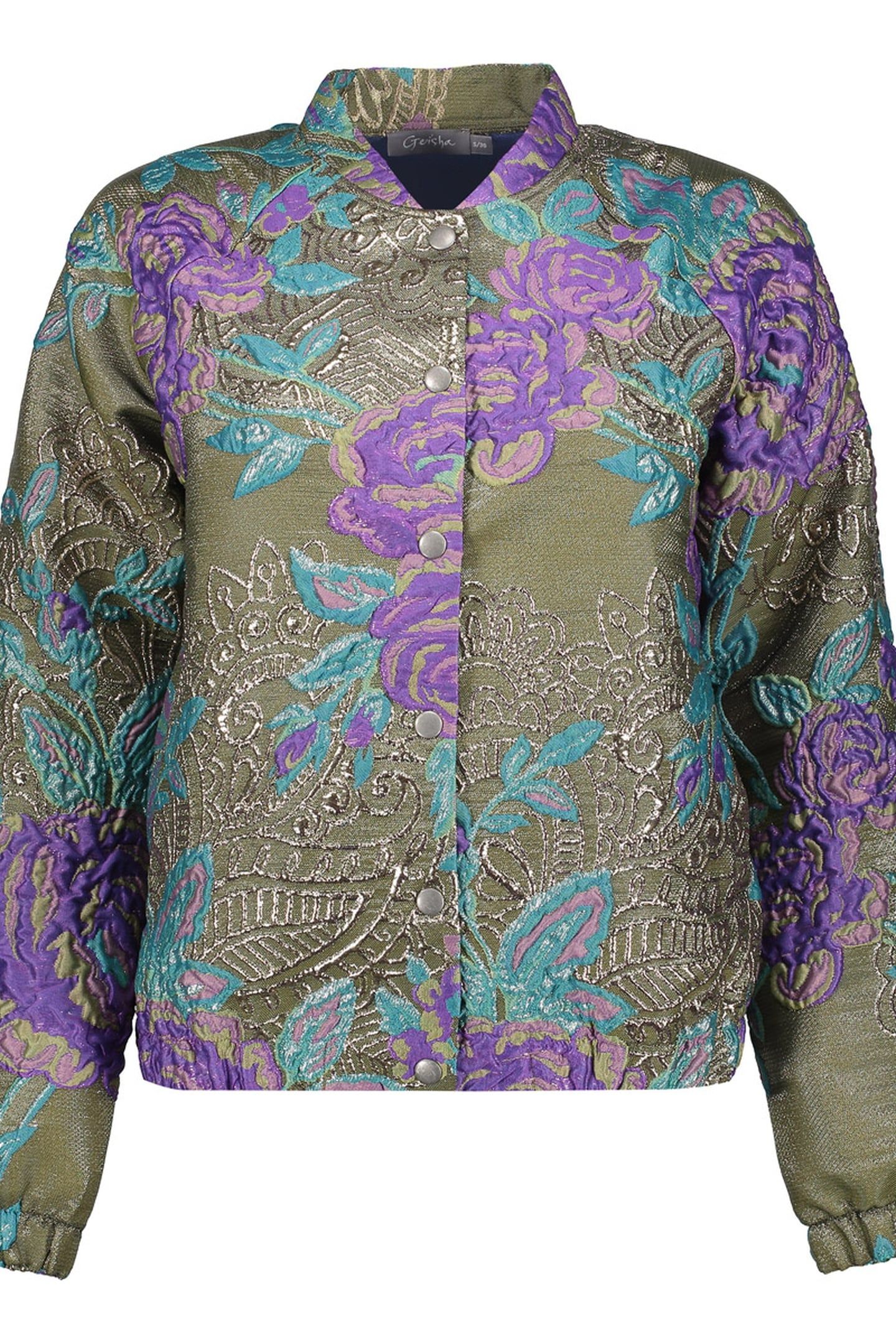 JACKET FLOWERS LUREX GREEN/PURPLE 1