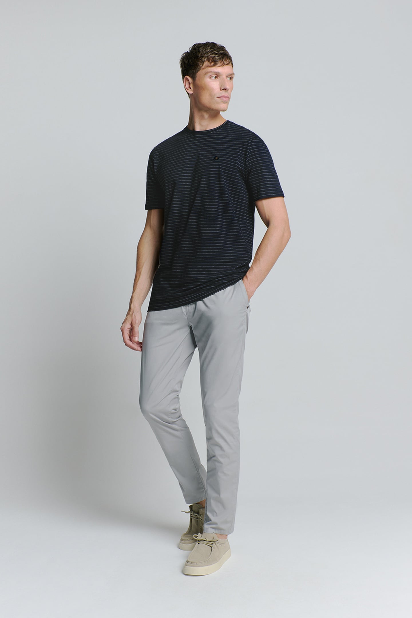 T-SHIRT CREWNECK SMALL PIN STRIPE DEEP BLUE 2