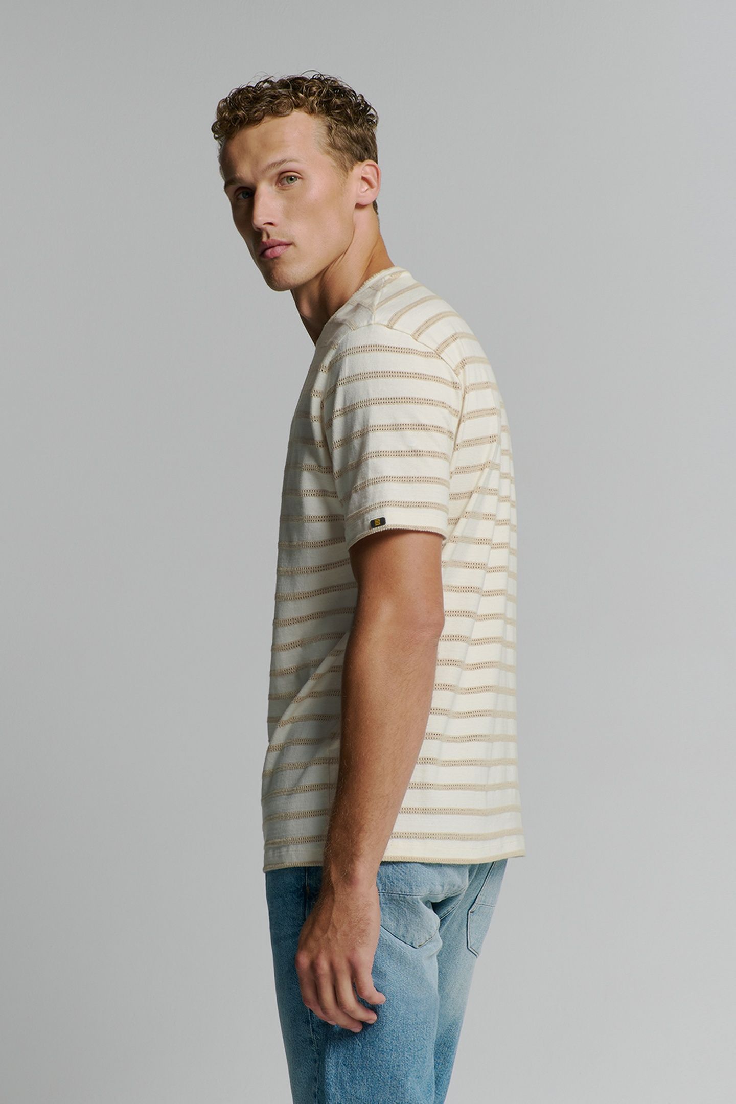 T-SHIRT CREWNECK JACQUARD STRIPES OFFWHITE 4