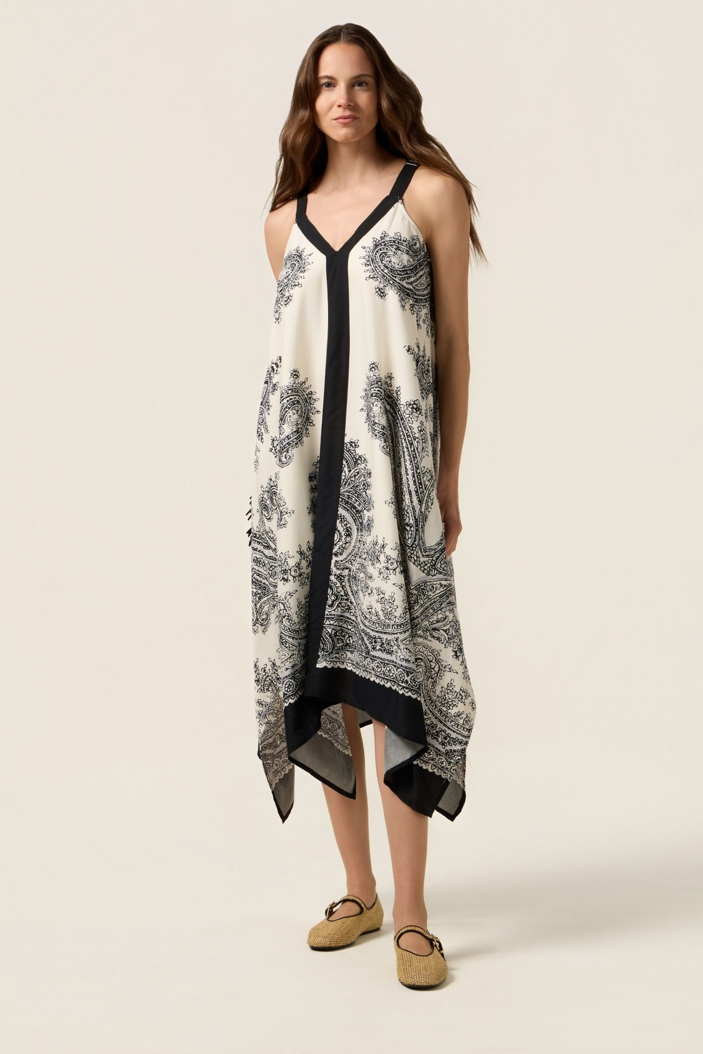 PATTERNED VISCOSE DRESS BLACK 3